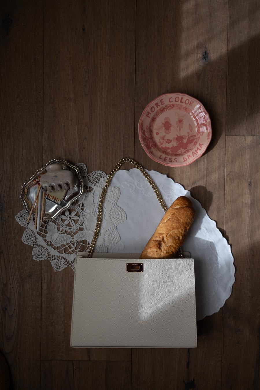 POCHETTE MONTAIGNE AUS LEDER IVOIRE