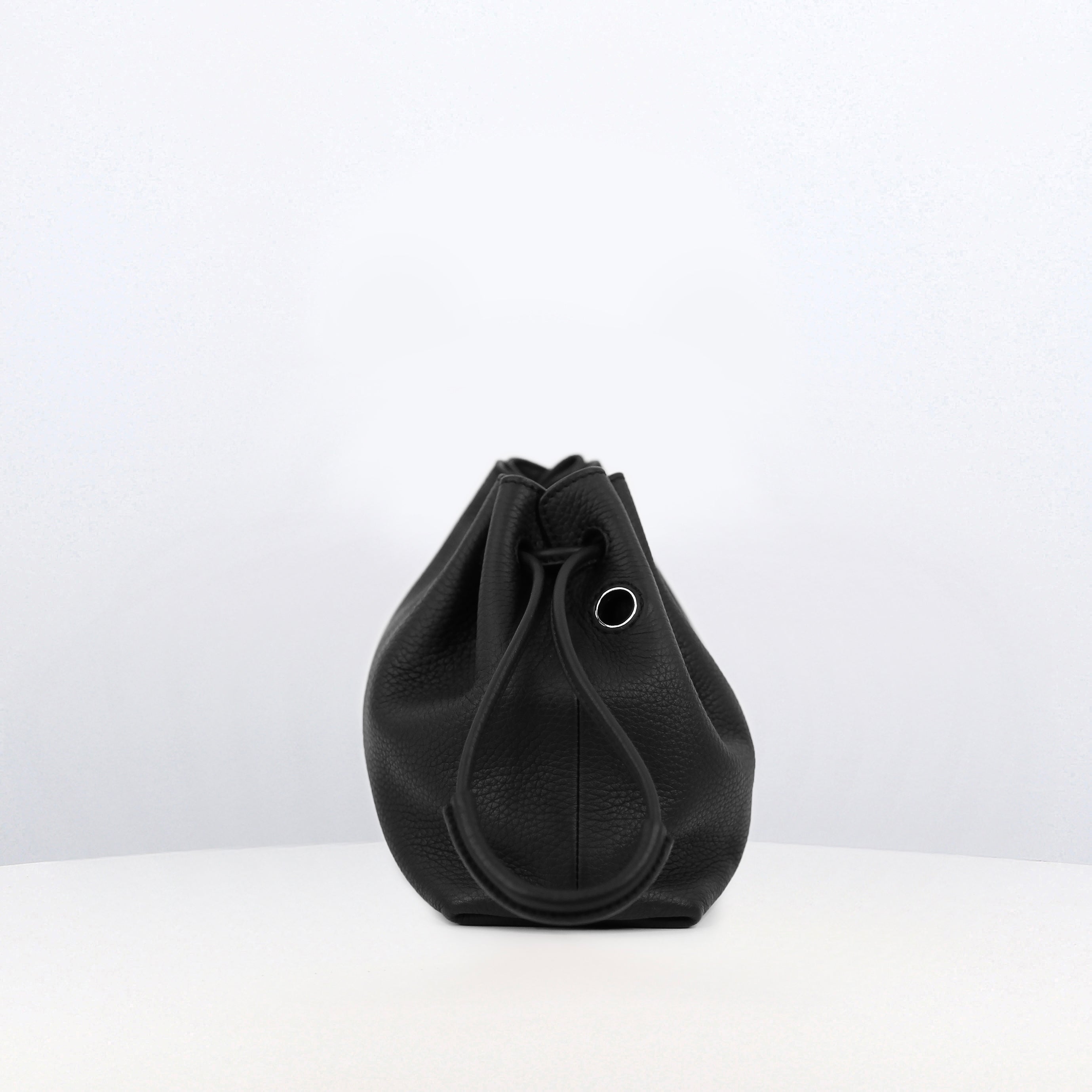 LEATHER DRAWSTRING BAG COLETTE MINI BLACK