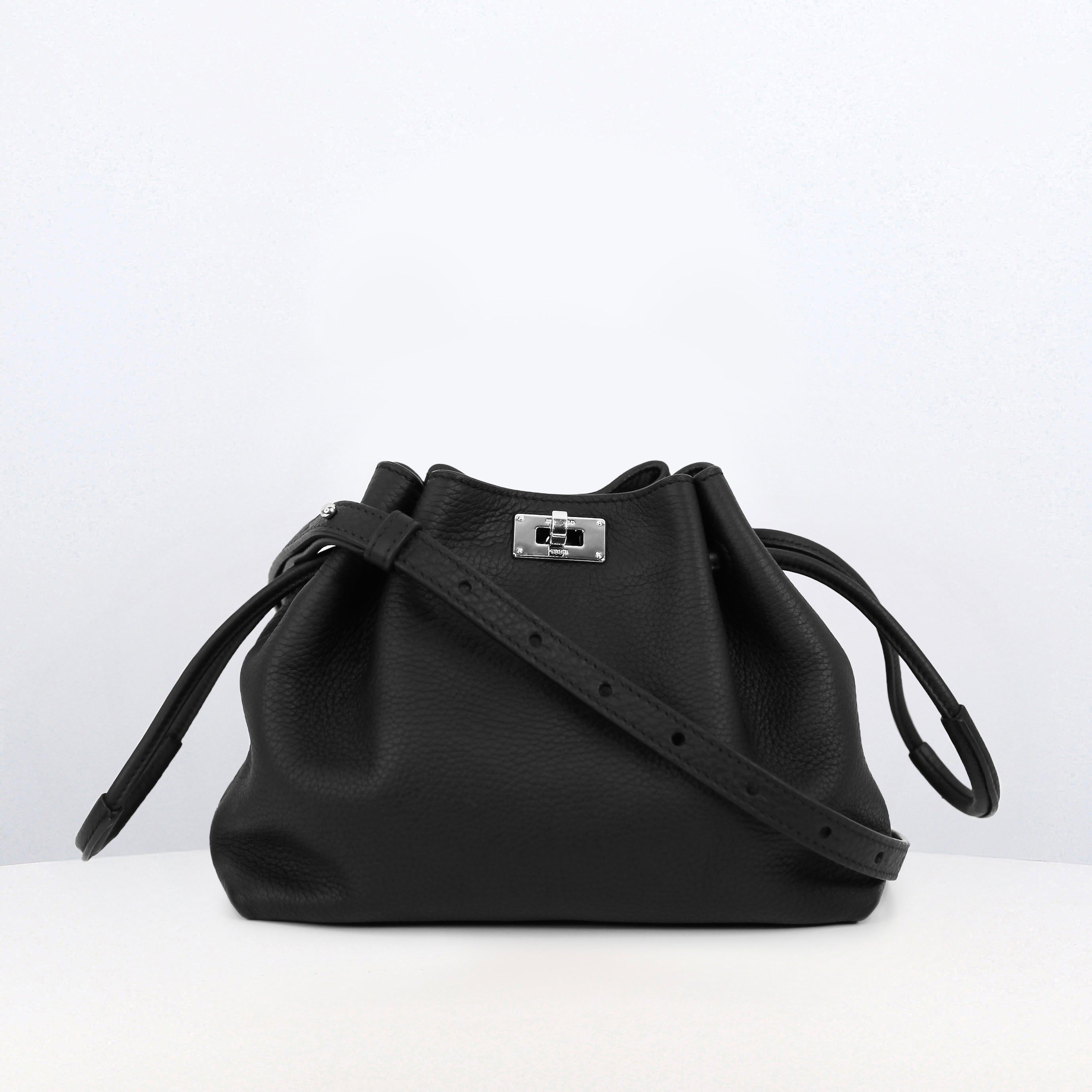SAC BOURSE EN CUIR COLETTE MINI BLACK