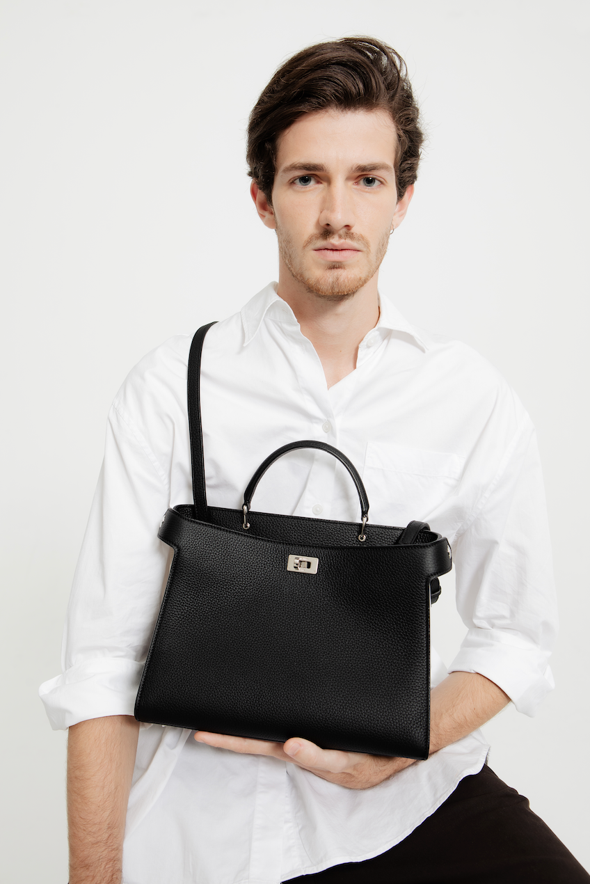 LEATHER HANDBAG LUTECE PM BLACK