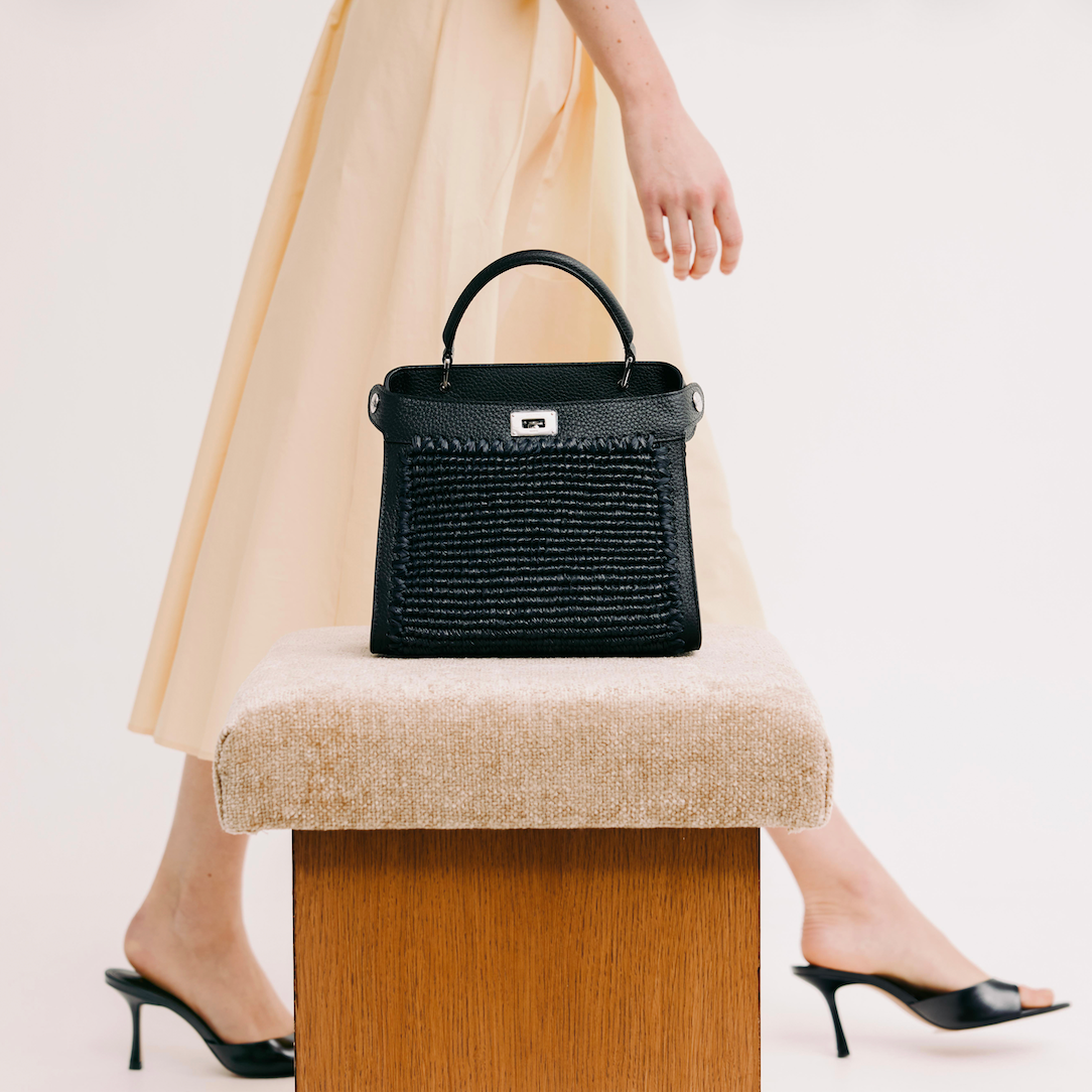 SAC À MAIN LUTECE MINI NOIR RAFFIA NOIR