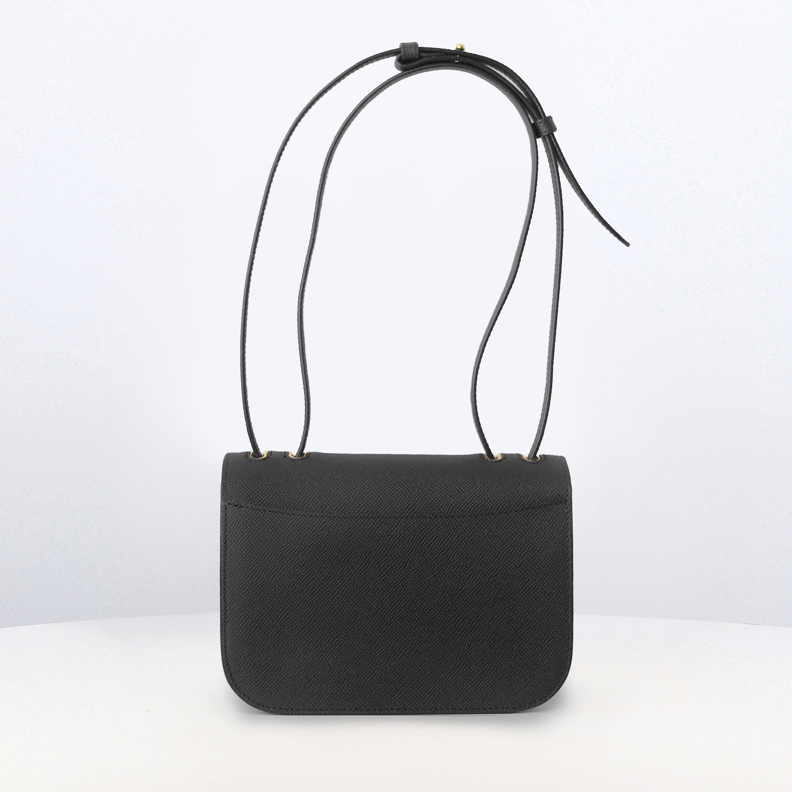 SAC À RABAT EN CUIR ÉLYSÉE NOIR