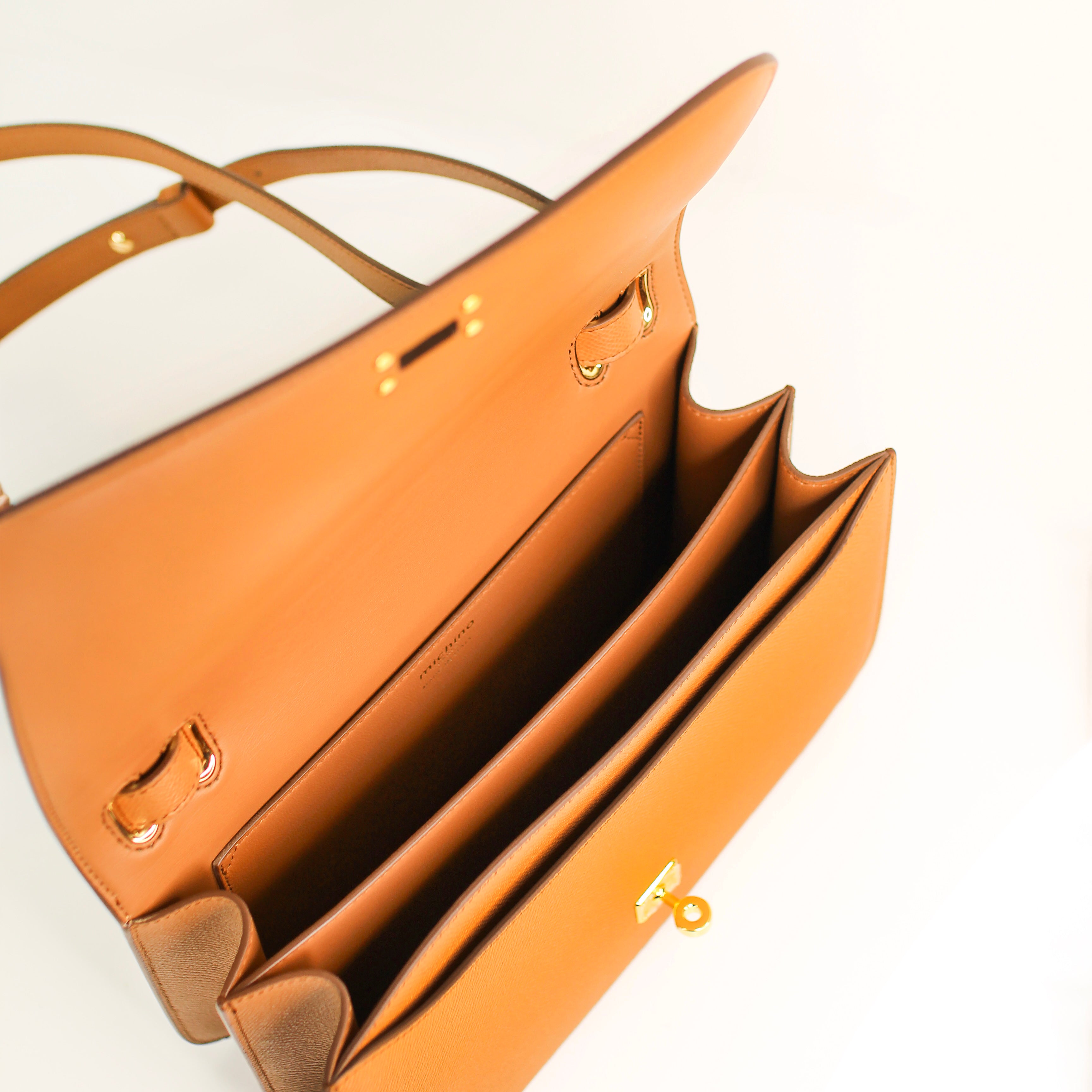 SAC À RABAT EN CUIR ÉLYSÉE EST/OUEST GOLD