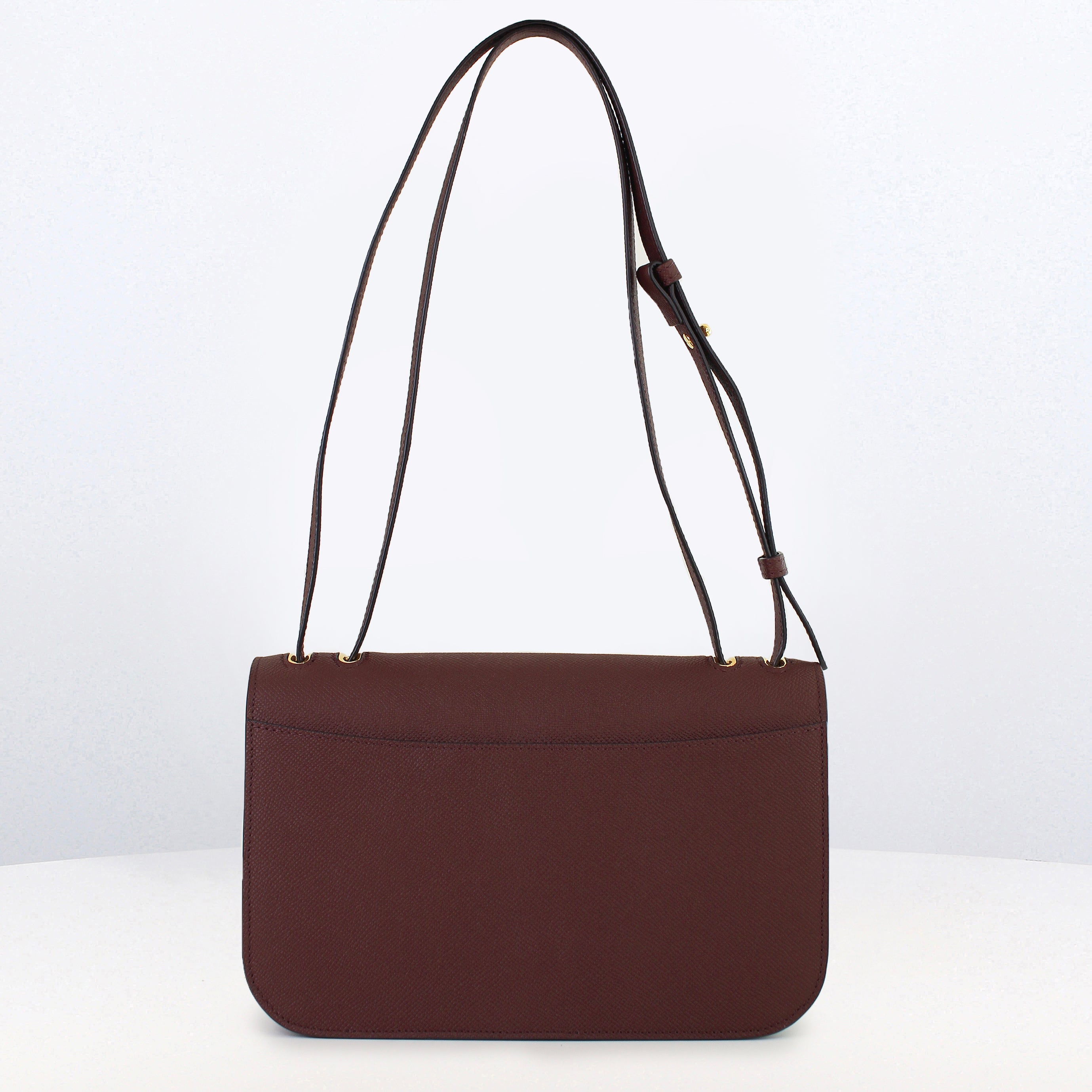 LEATHER FLAP BAG ELYSEE BLACK EAST/WEST PRUNE