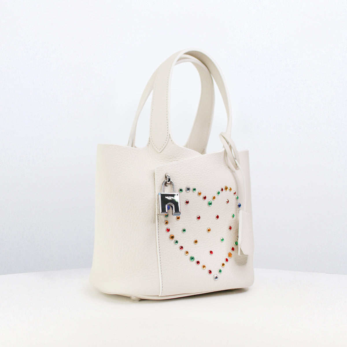SAC À MAIN EN CUIR ÉTOILE MINI CRAIE LOVE