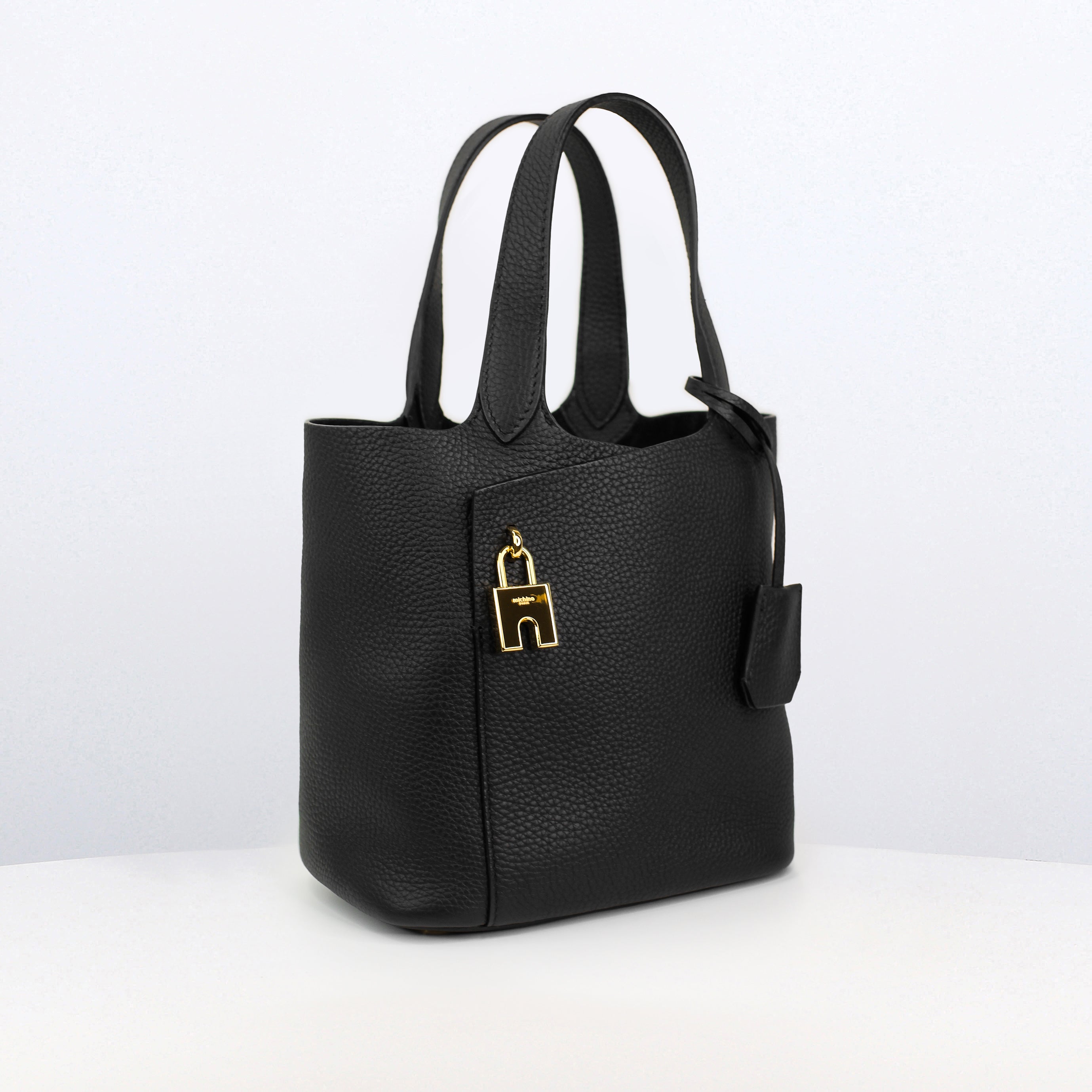 SAC A MAIN EN CUIR ETOILE PM NOIR FINITIONS DORÉES