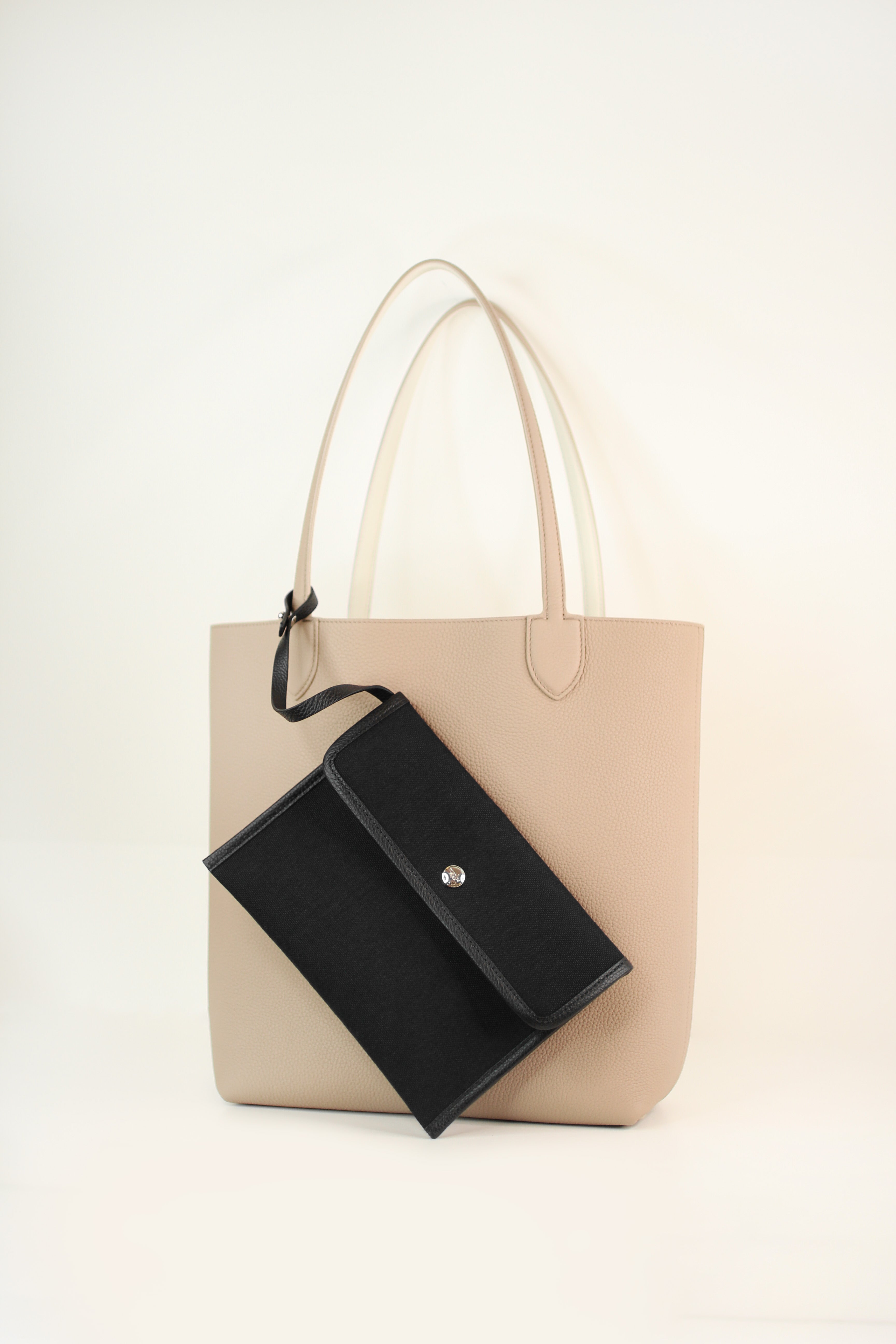 SAC CABAS EN CUIR RÉVERSIBLE RIVOLI NORD/SUD KAKI/NOIR