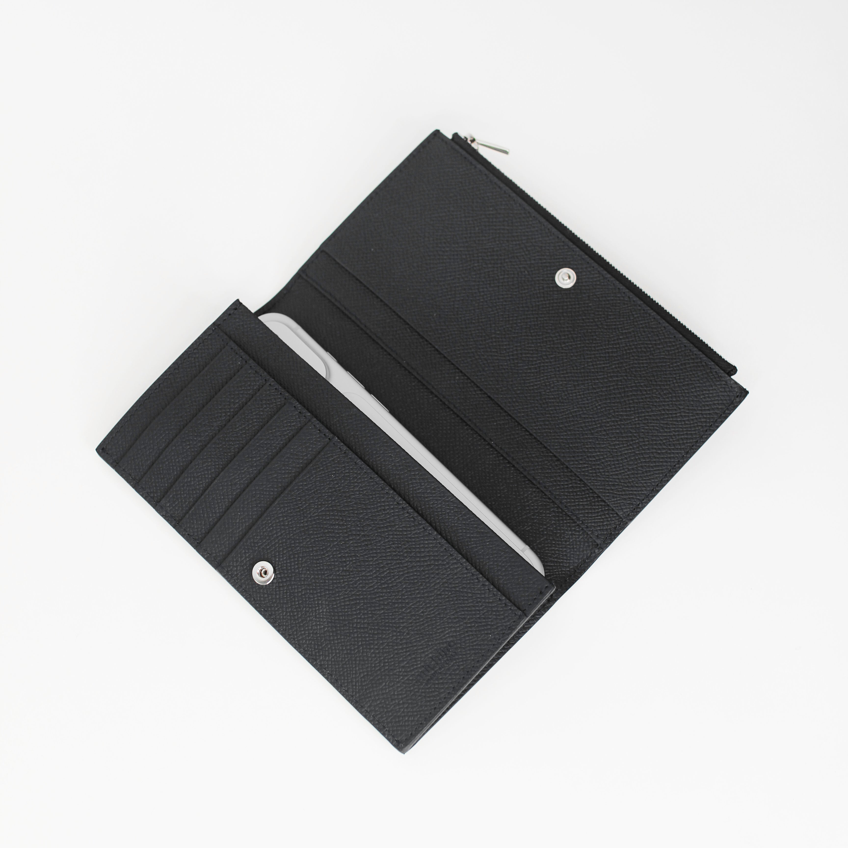 LONG PORTEFEUILLE EN CUIR À FERMETURE ÉCLAIR NOIR
