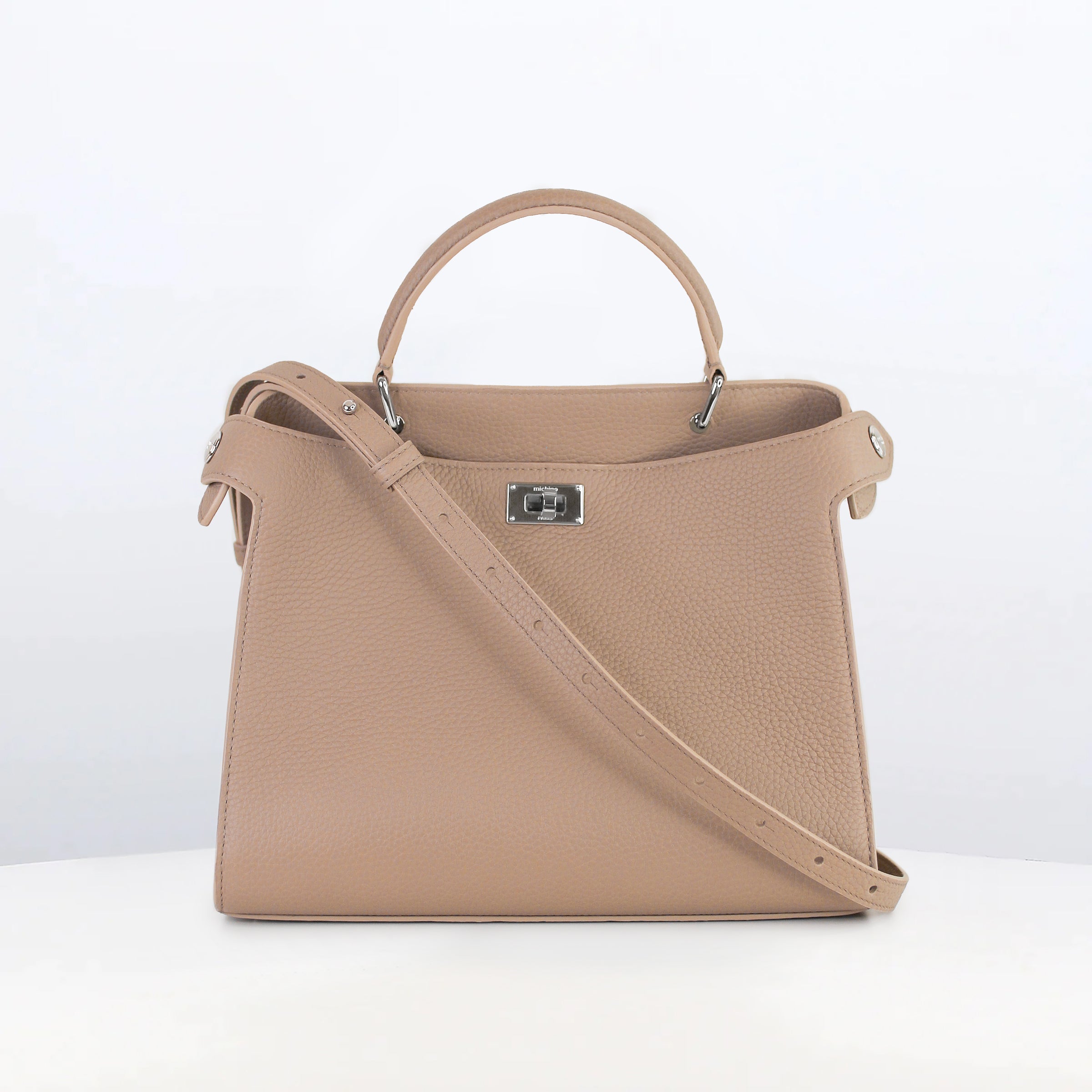 LEATHER HANDBAG LUTECE 27 TOURTERELLE