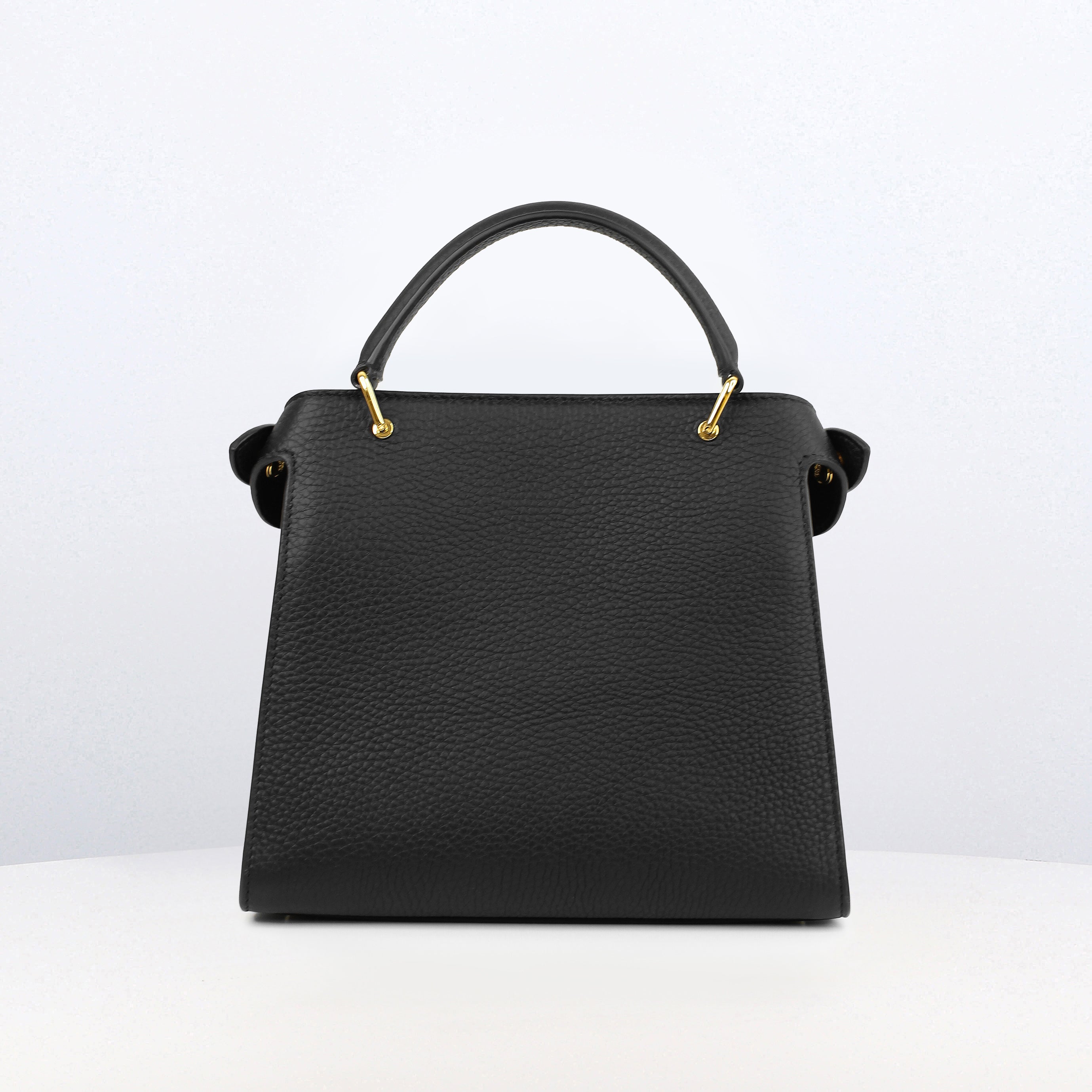 LEATHER HANDBAG LUTECE MINI BLACK GOLD HARWARE