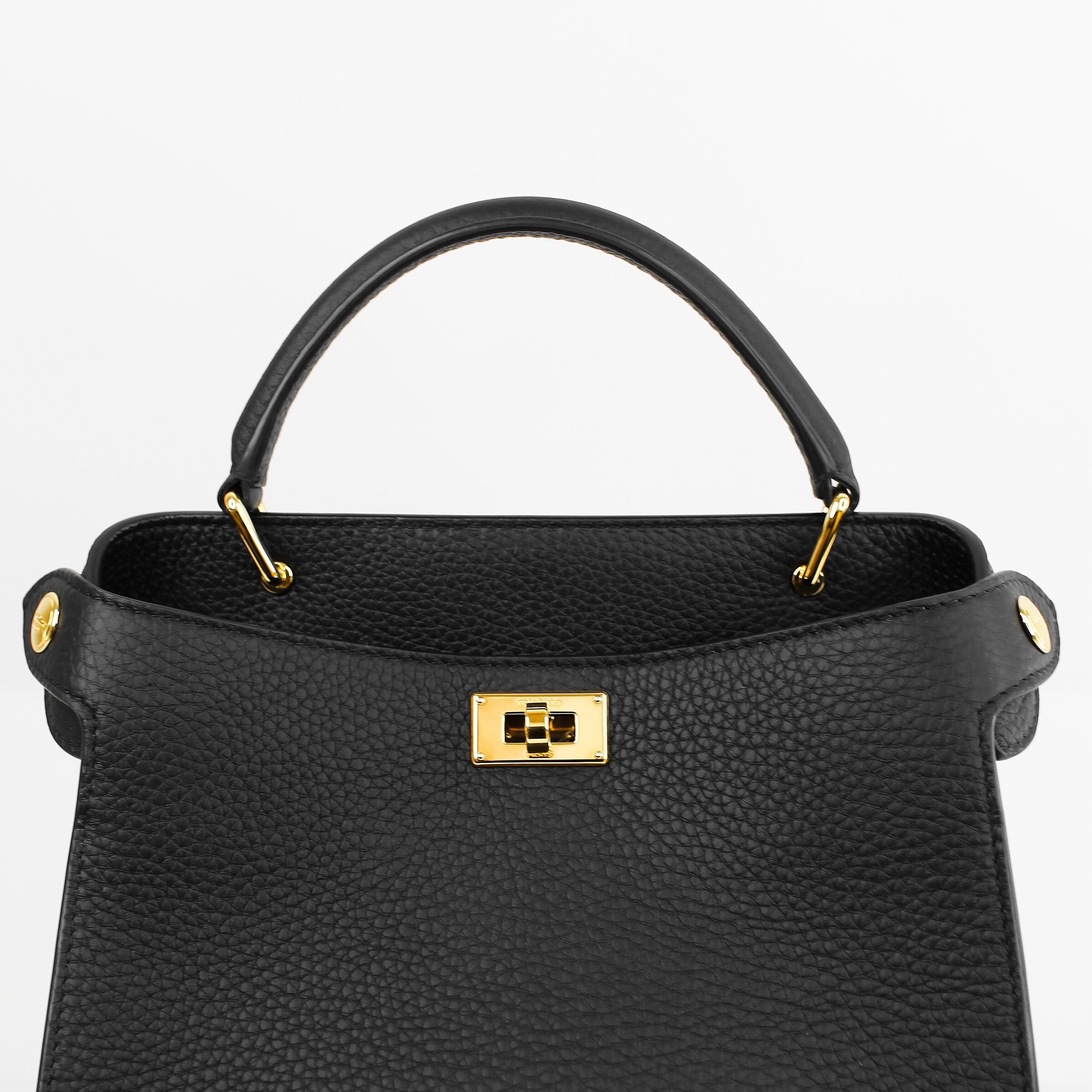 LEATHER HANDBAG LUTECE MINI BLACK GOLD HARWARE