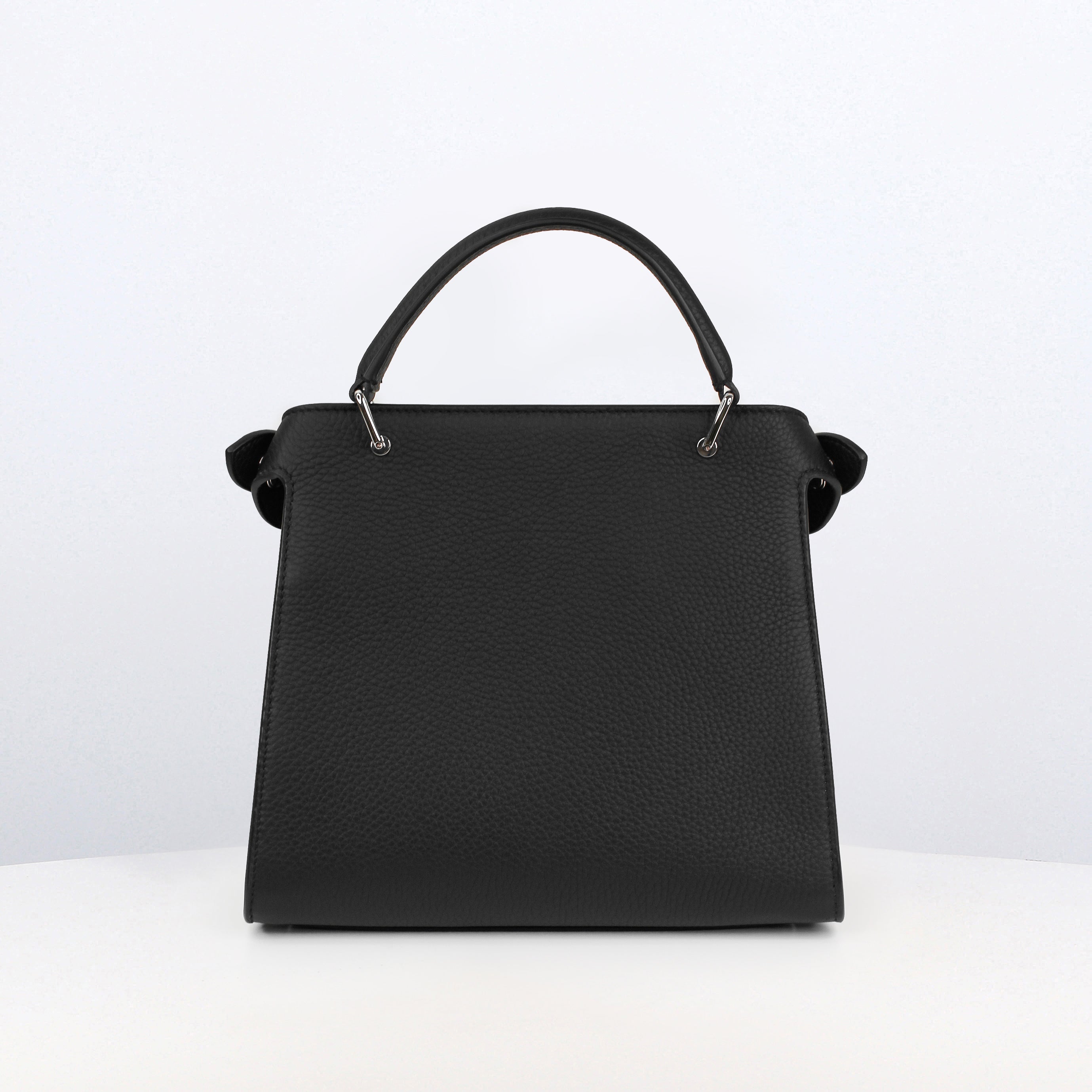 LEATHER HANDBAG LUTECE MINI BLACK LUCKY NUMBER