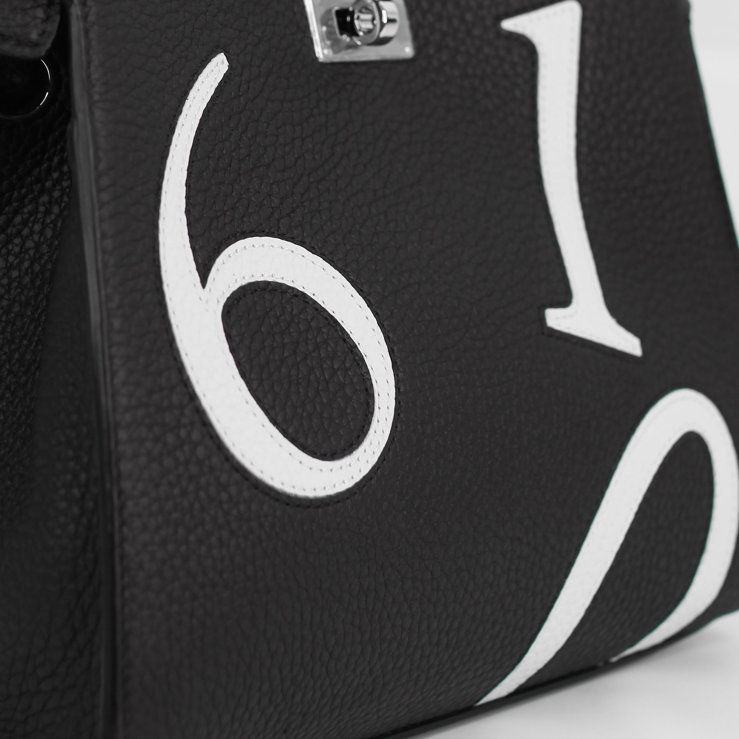 LEATHER HANDBAG LUTECE MINI BLACK LUCKY NUMBER