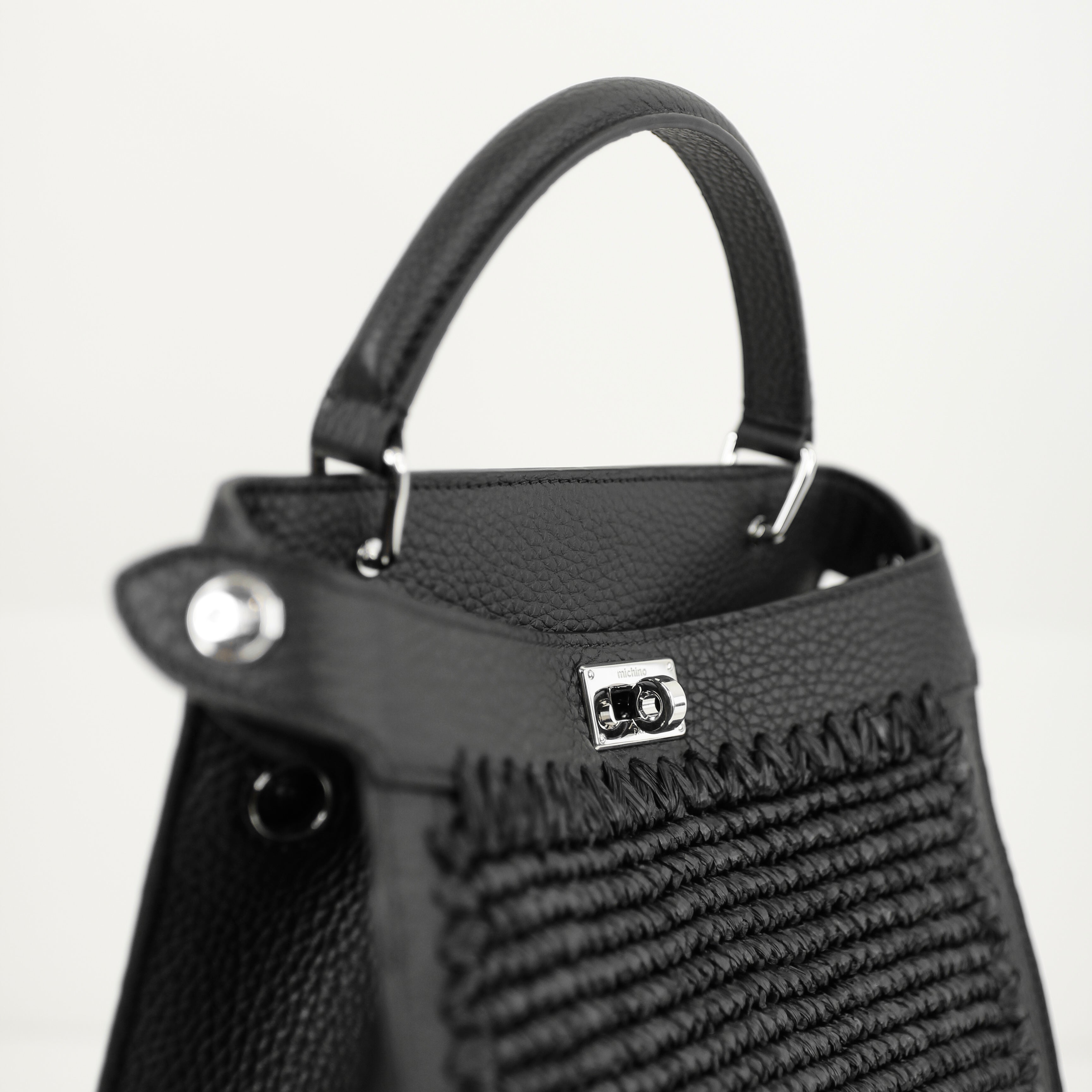 SAC À MAIN LUTECE MINI NOIR RAFFIA NOIR