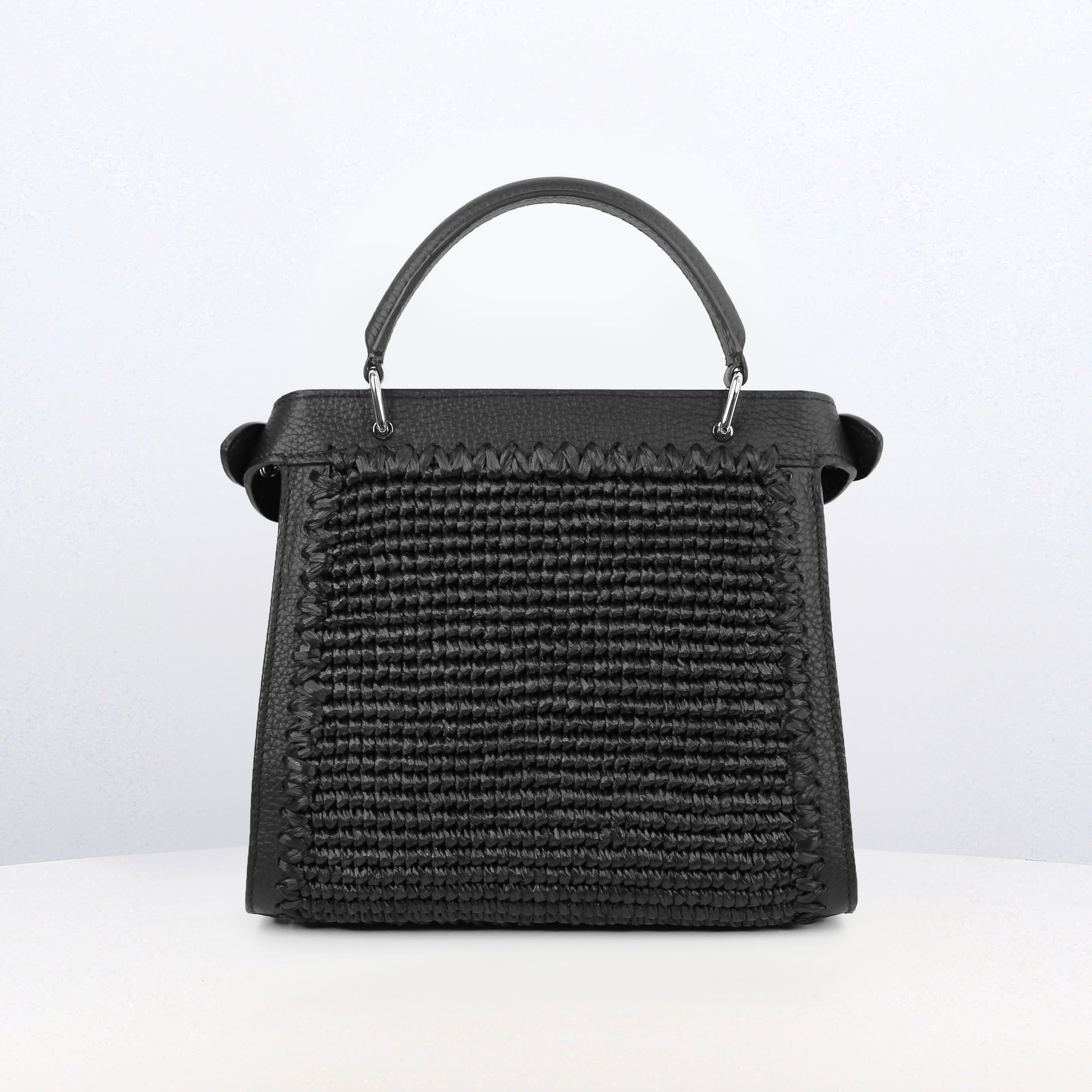 SAC À MAIN LUTECE MINI NOIR RAFFIA NOIR