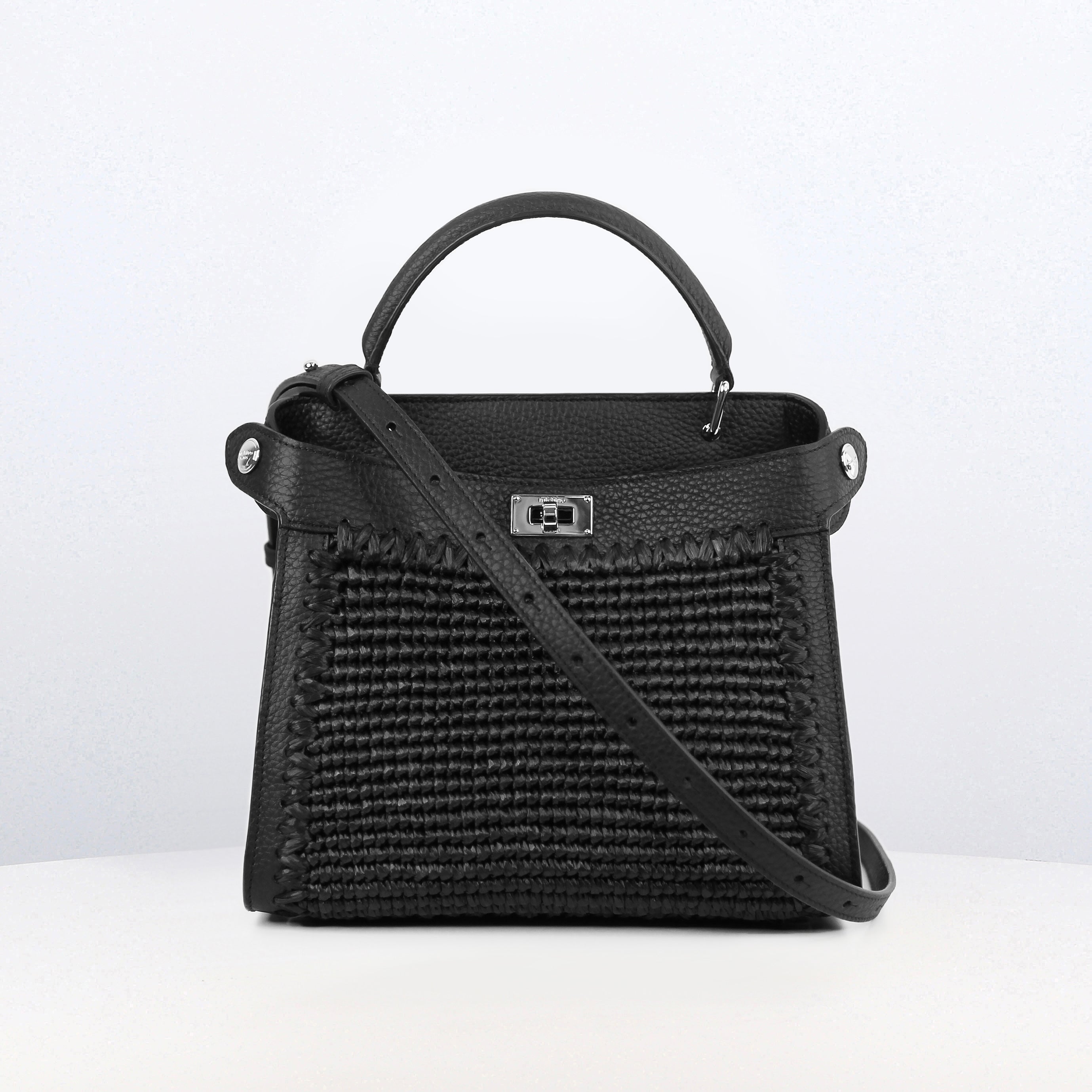 SAC À MAIN LUTECE MINI NOIR RAFFIA NOIR