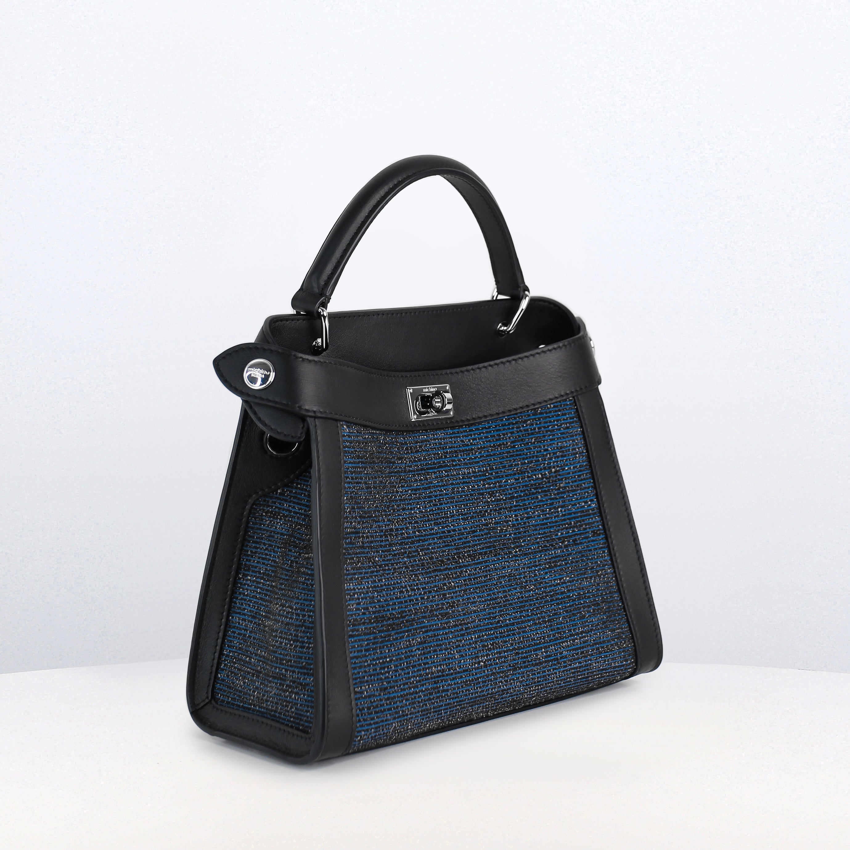 LEATHER HANDBAG LUTECE MINI TSUMUGI BLUE