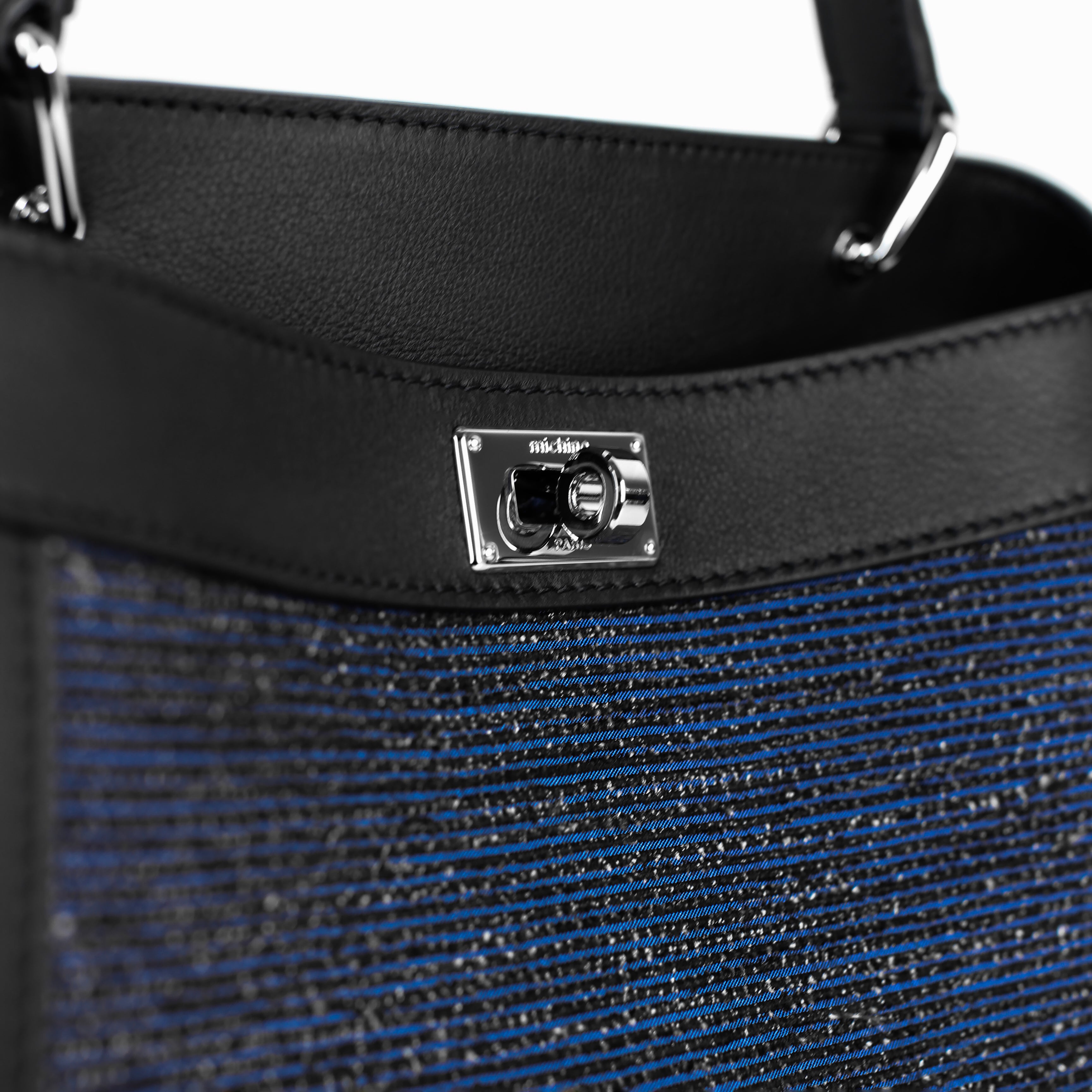 LEATHER HANDBAG LUTECE MINI TSUMUGI BLUE