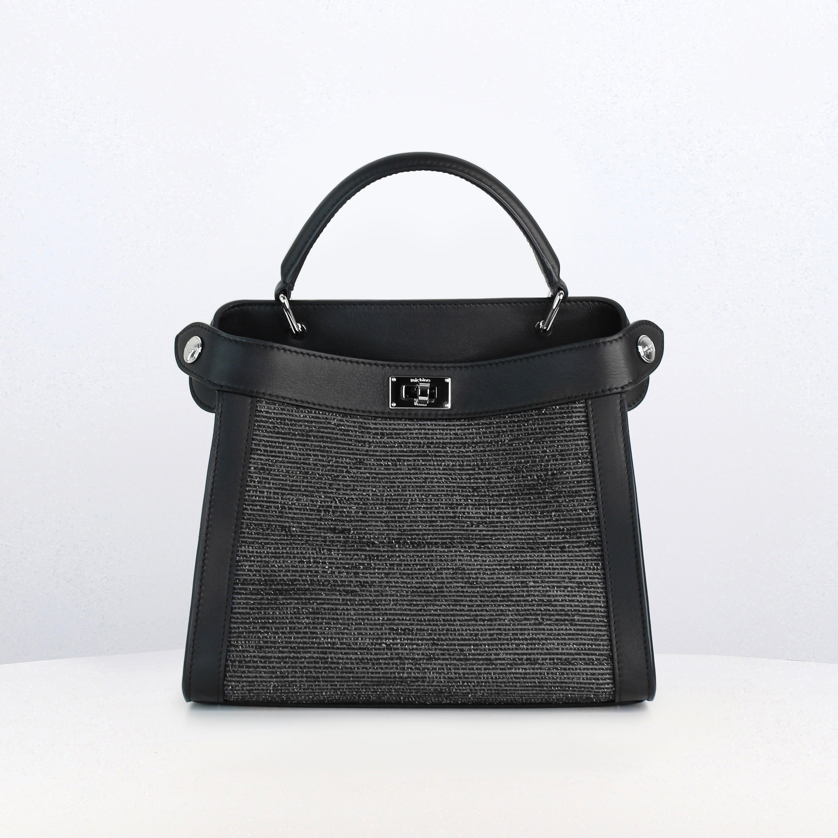 LEATHER HANDBAG LUTECE MINI TSUMUGI-ORI WHITE