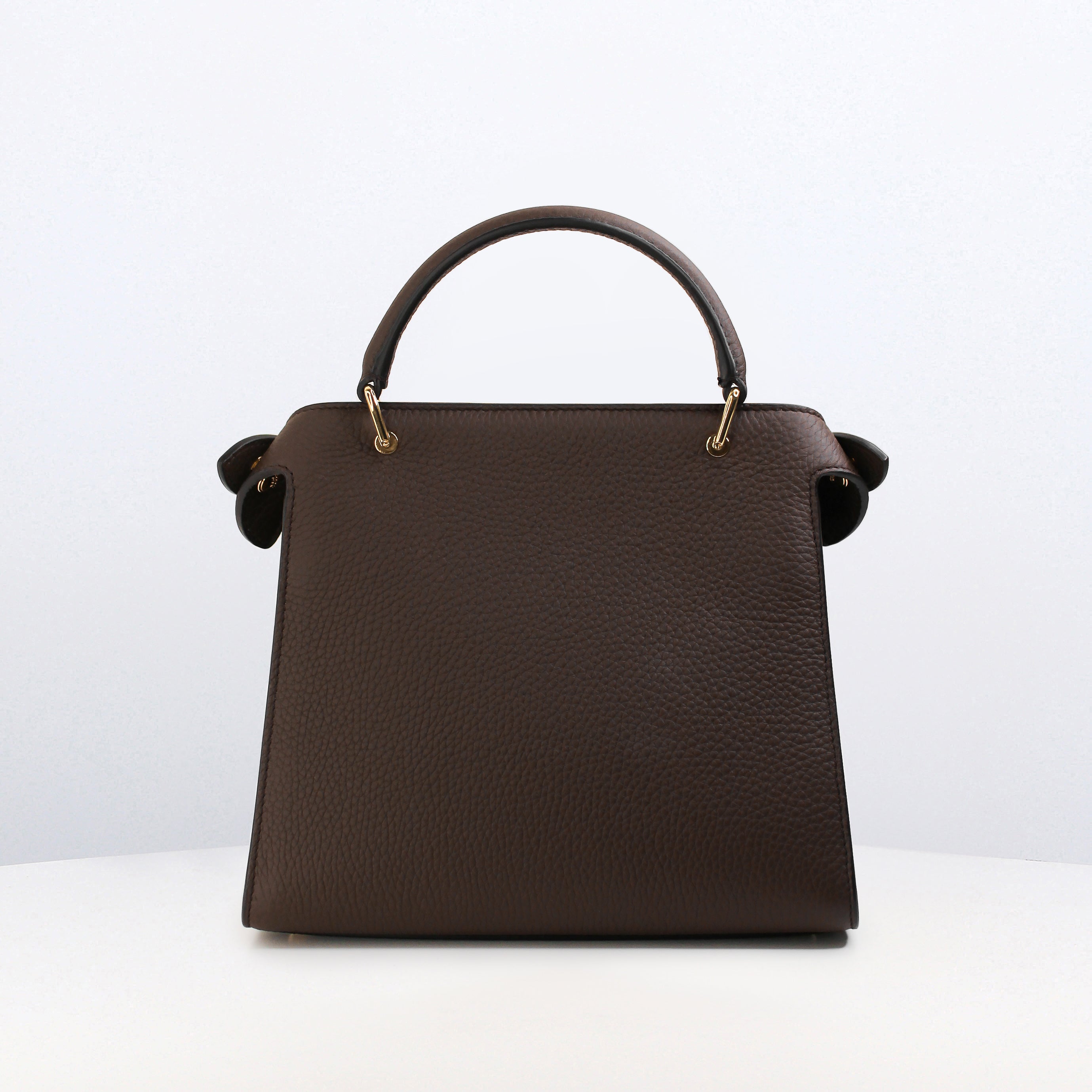SAC À MAIN EN CUIR LUTECE MINI NUBUCK CHOCOLAT FINITIONS DORÉES