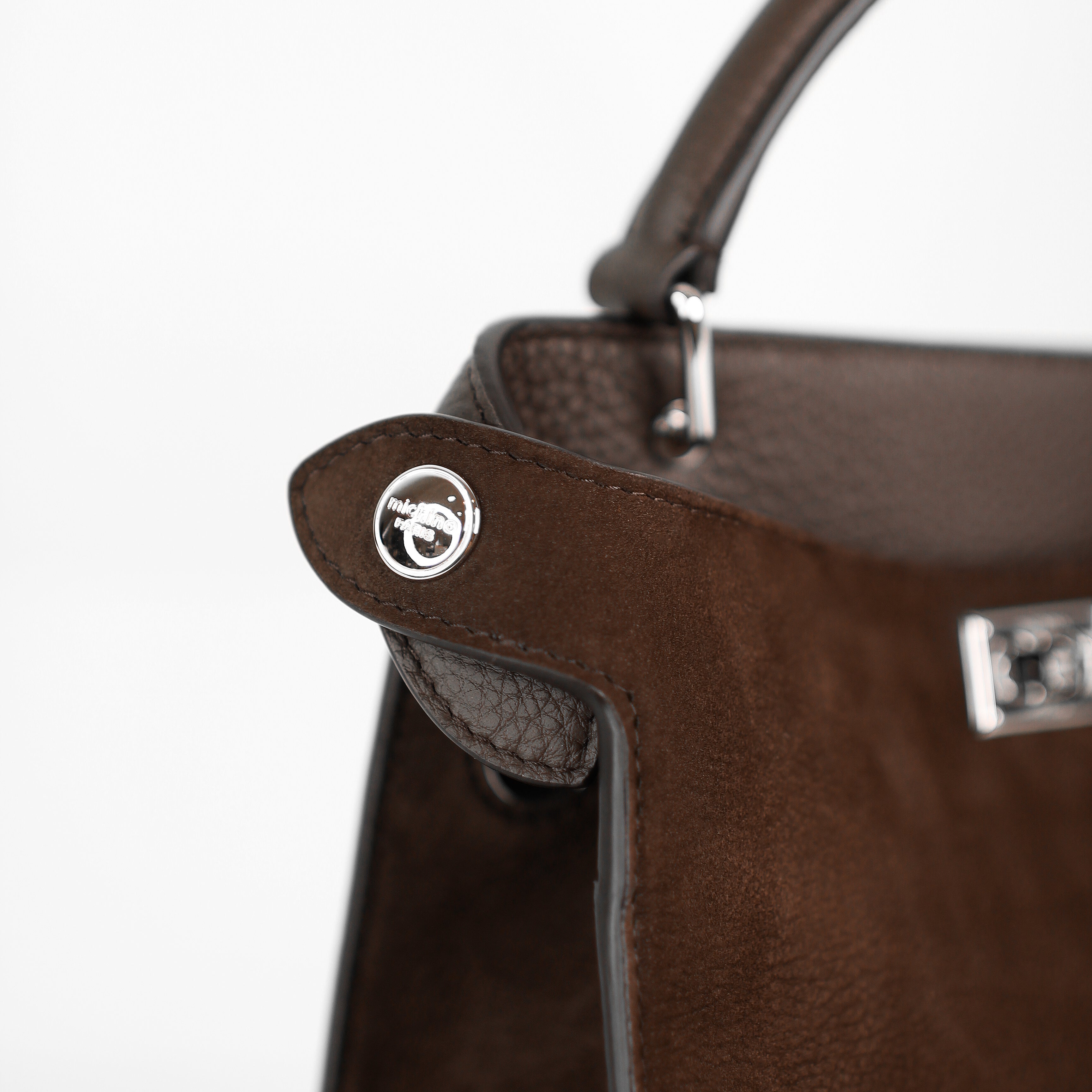 SAC A MAIN EN CUIR LUTECE MINI NUBUCK CHOCOLAT