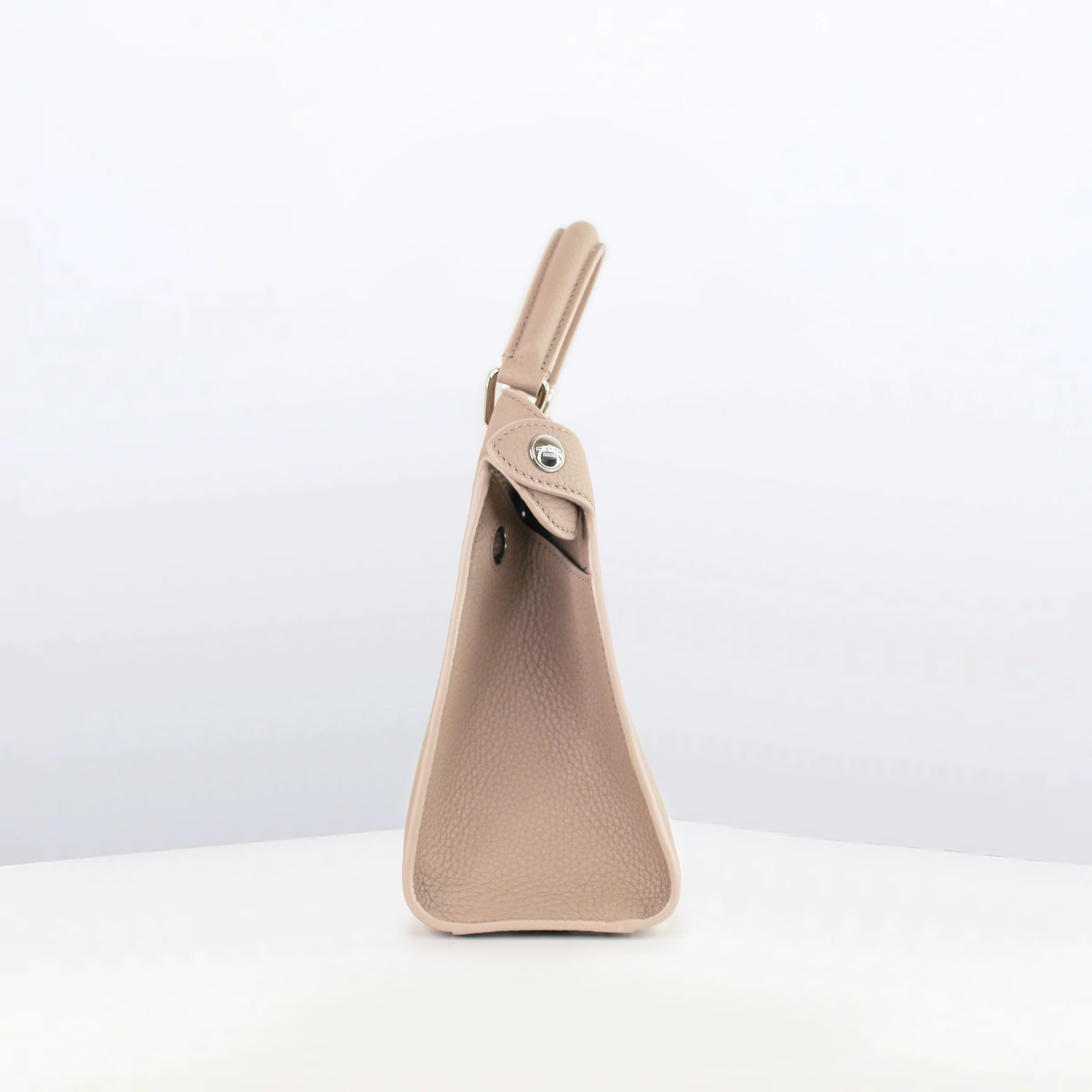 LEATHER HANDBAG LUTECE MINI GREIGE