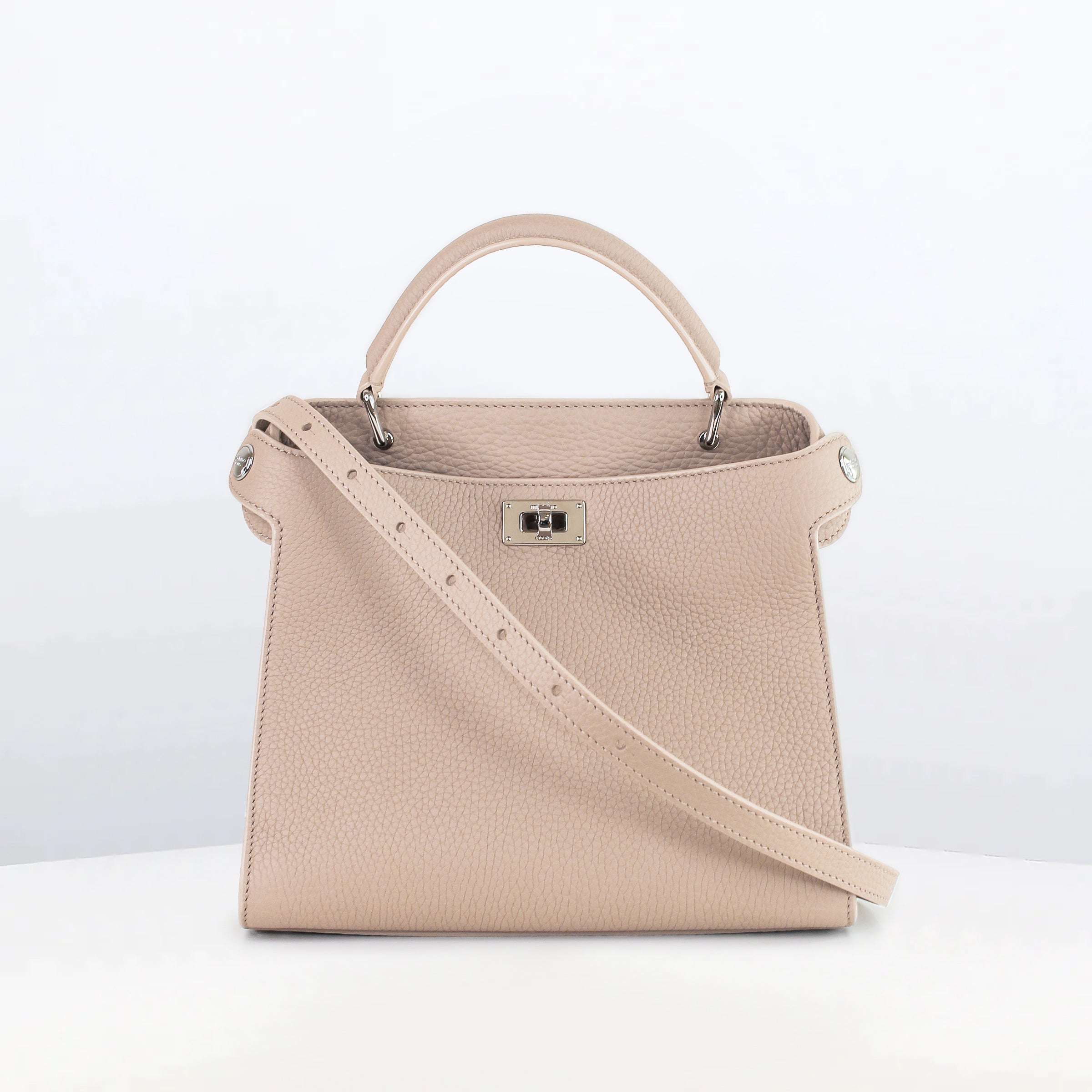 LEATHER HANDBAG LUTECE MINI GREIGE