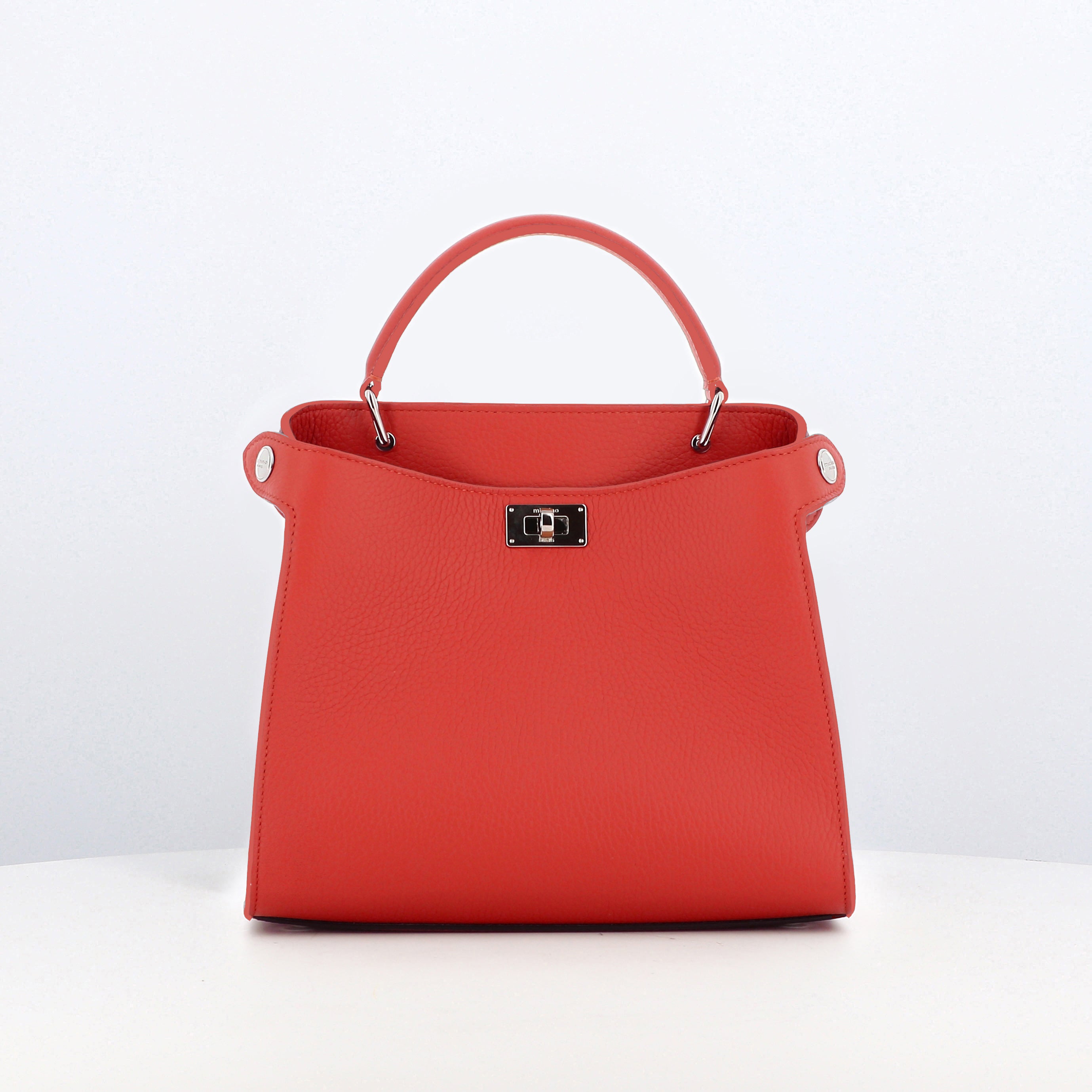 LEATHER HANDBAG LUTECE MINI LEHUA RED
