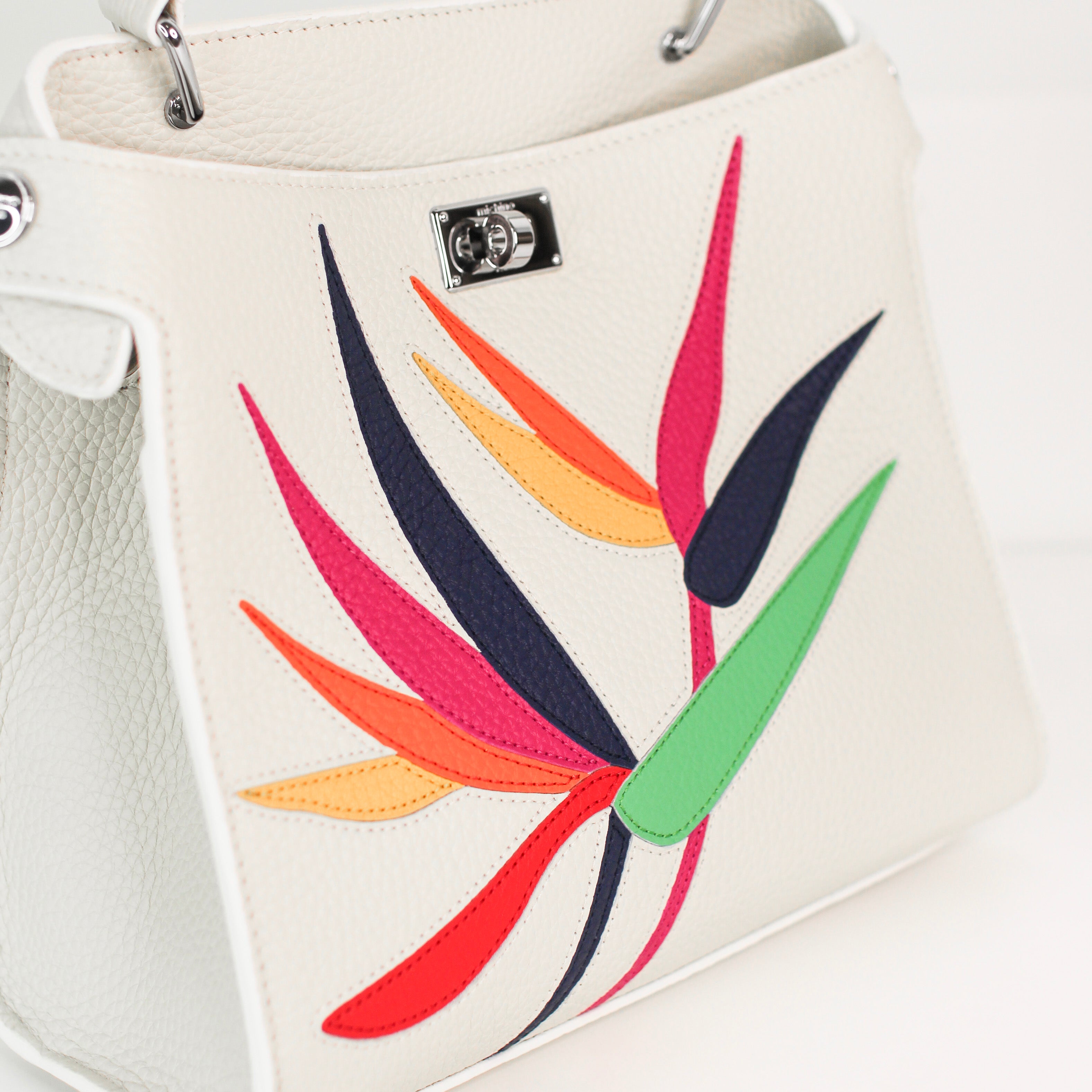 SAC À MAIN EN CUIR LUTECE MINI INTERSIA MULTICOLORED FLOWERS