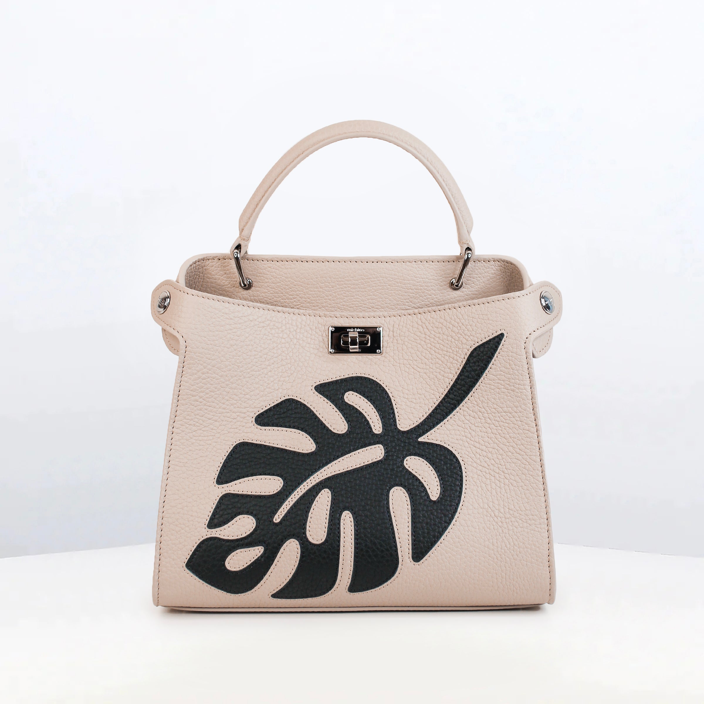 SAC À MAIN EN CUIR LUTECE MINI INTERSIA BLACK LEAF