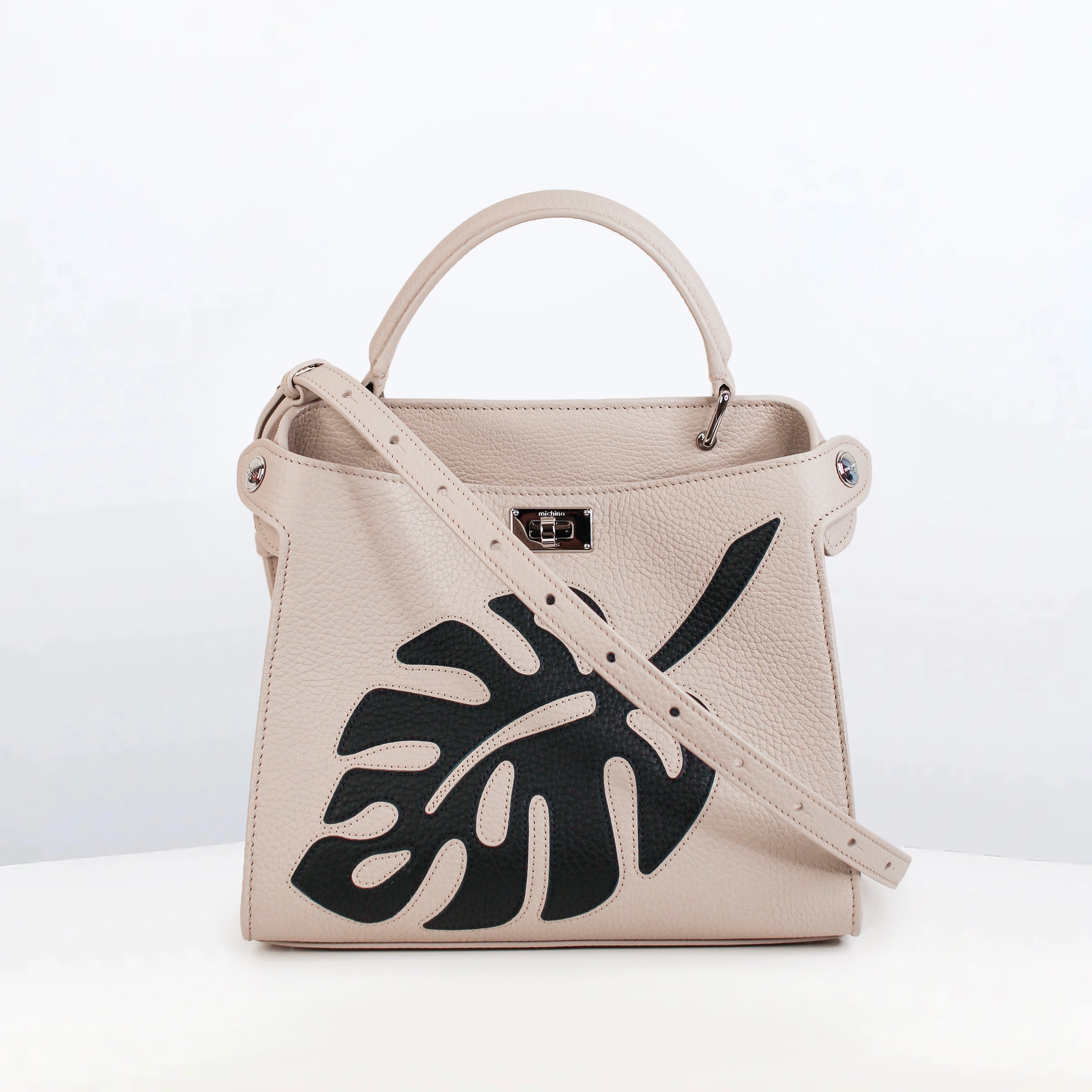 SAC À MAIN EN CUIR LUTECE MINI INTERSIA BLACK LEAF