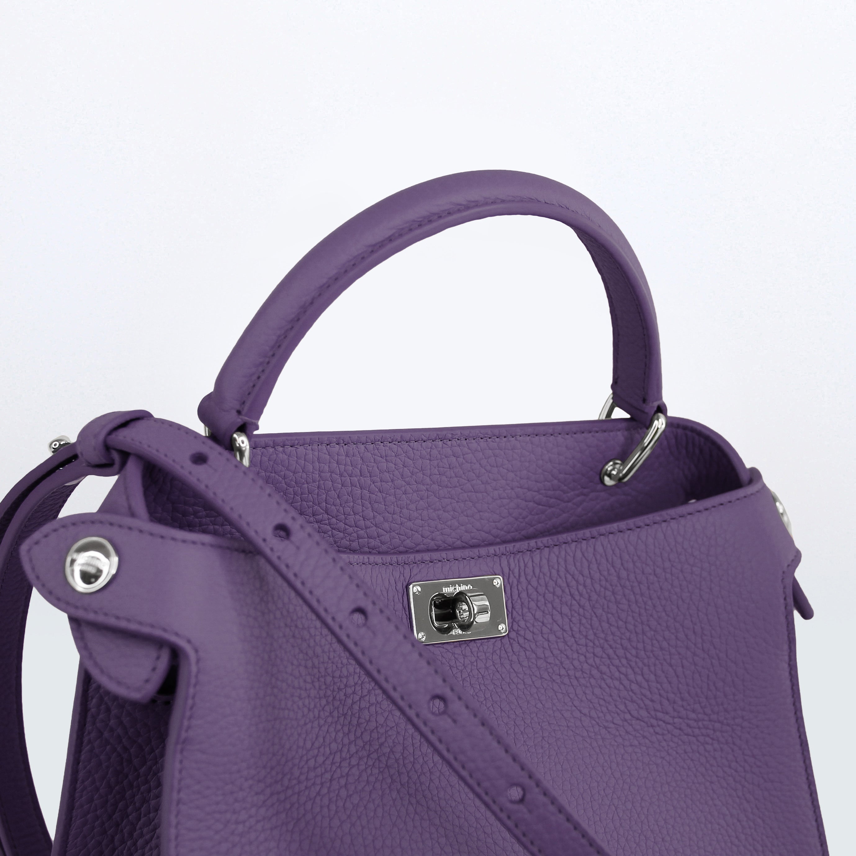 LEATHER HANDBAG LUTECE MINI MOKIHANA BERRY