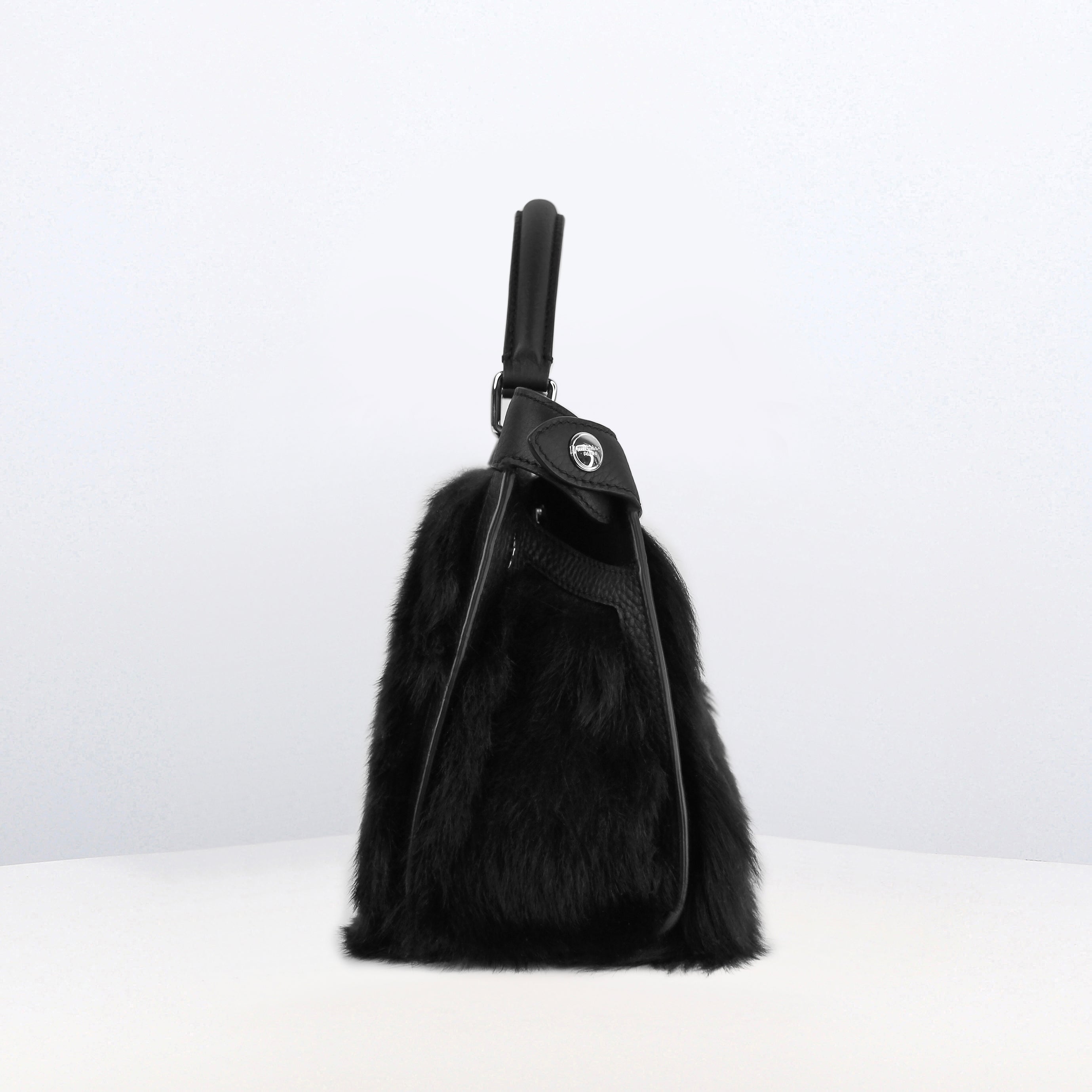 SAC À MAIN EN CUIR ET SHEARLING LUTECE MINI NOIR