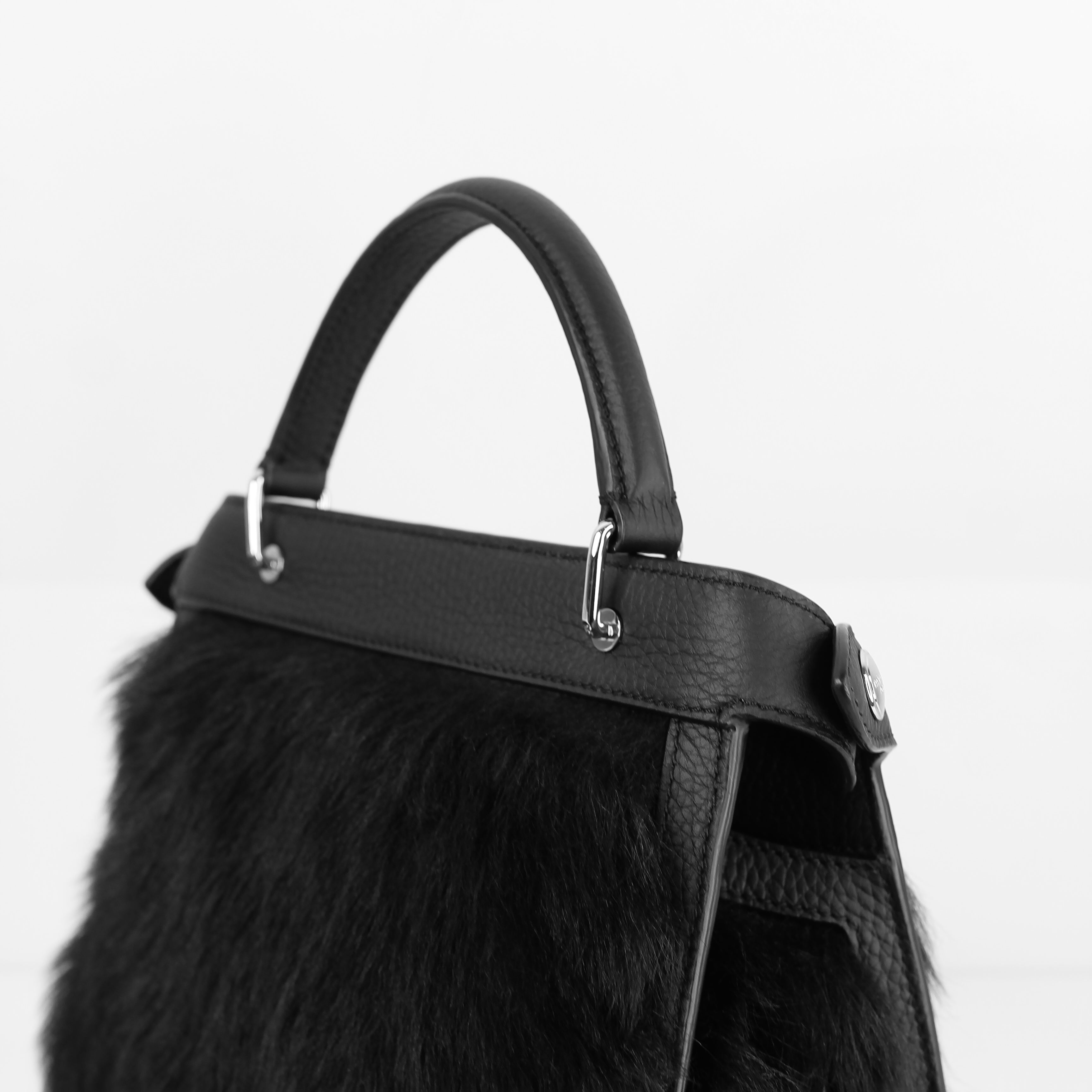 SAC À MAIN EN CUIR ET SHEARLING LUTECE MINI NOIR