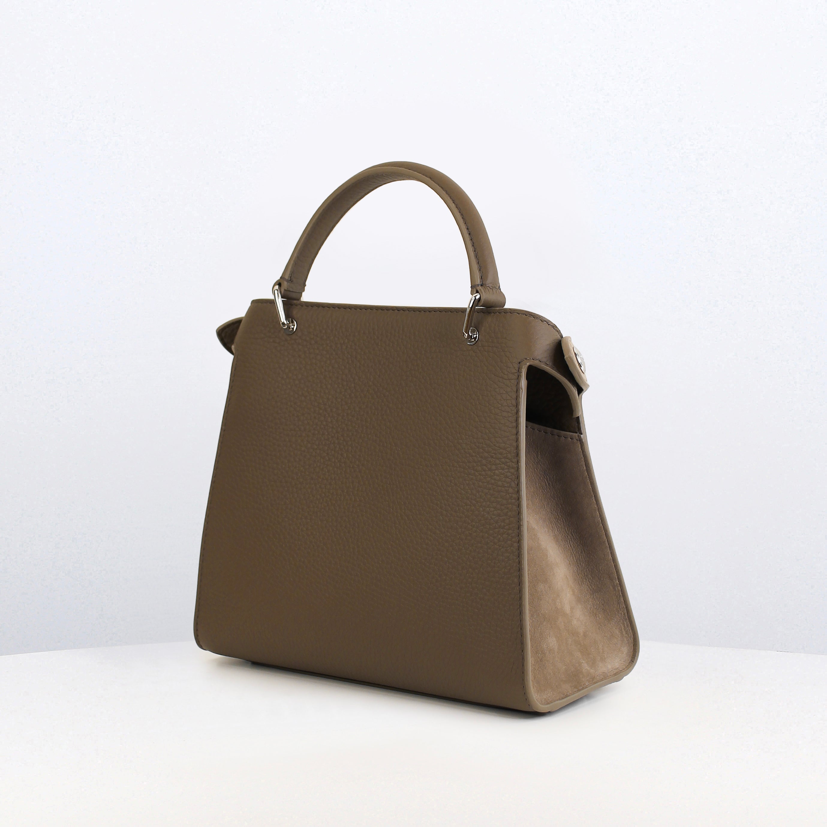 LEATHER HANDBAG LUTECE MINI NUBUCK TAUPE