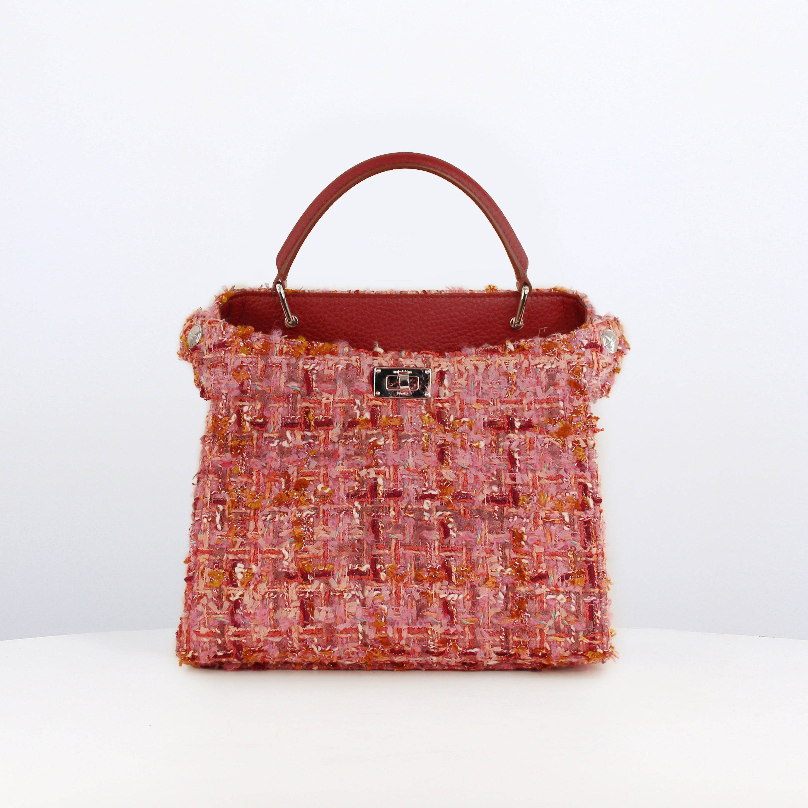 SAC À MAIN EN CUIR LUTECE MINI TWEED ROSE