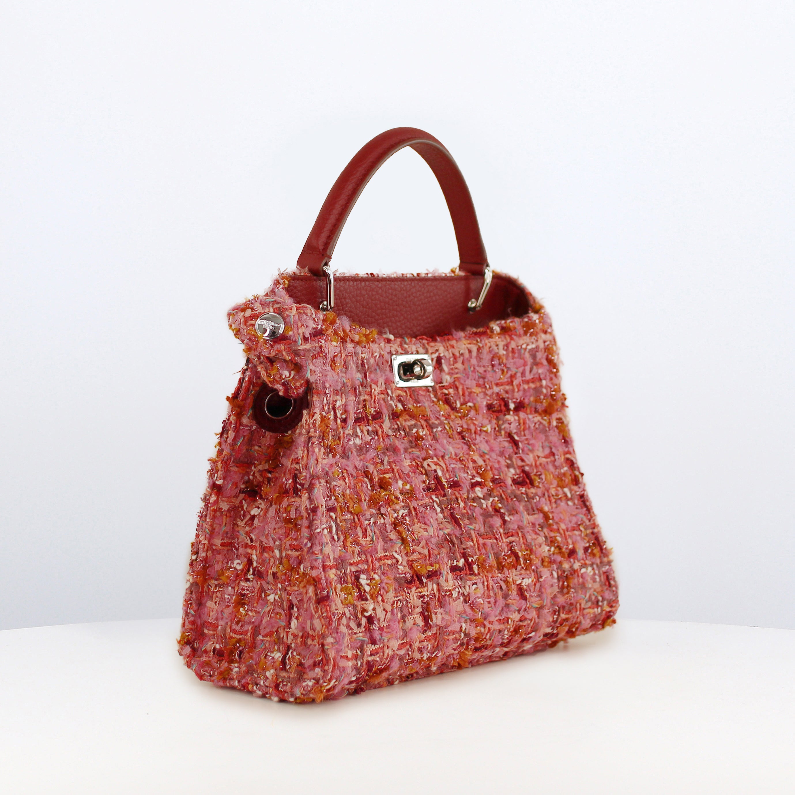 SAC À MAIN EN CUIR LUTECE MINI TWEED ROSE