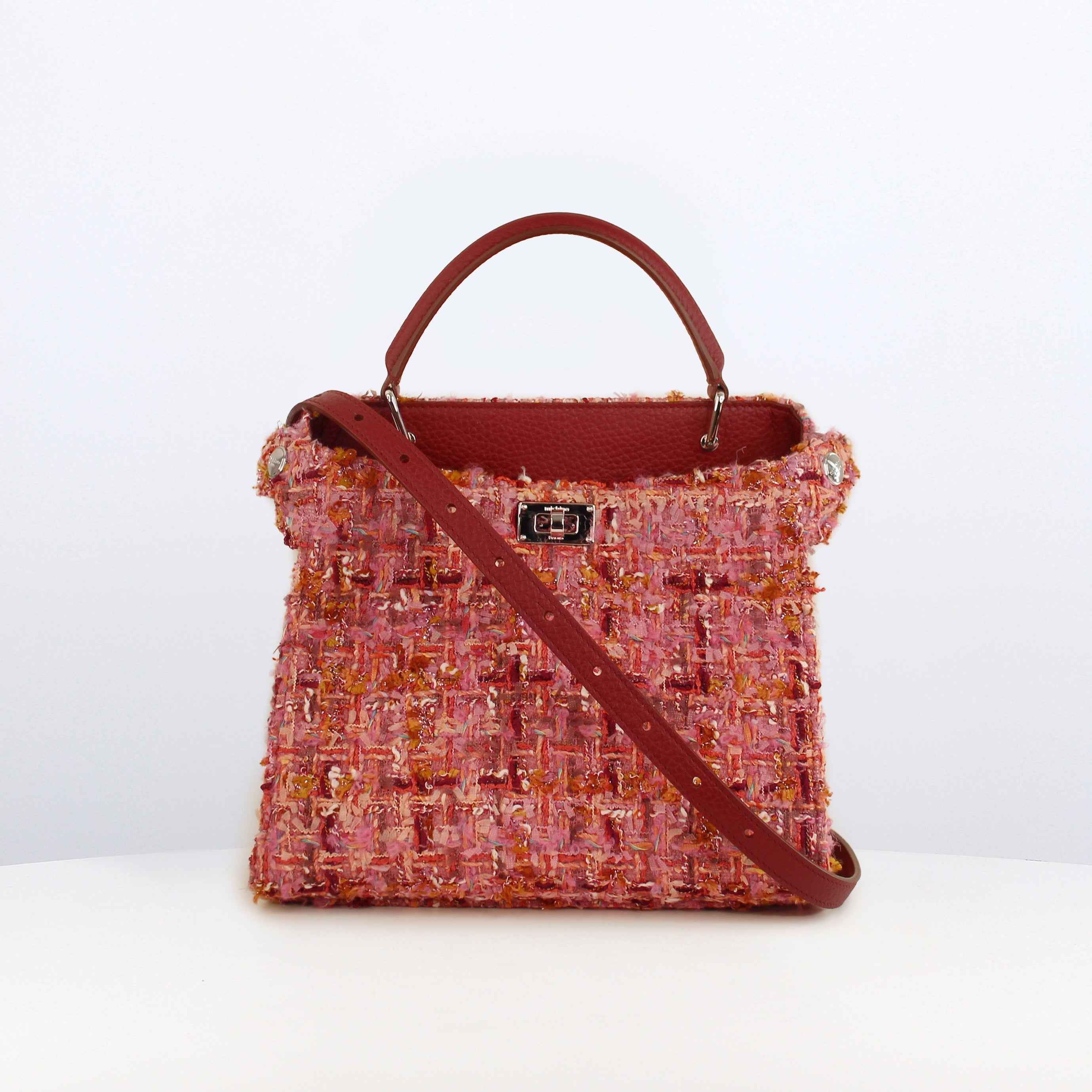 SAC À MAIN EN CUIR LUTECE MINI TWEED ROSE