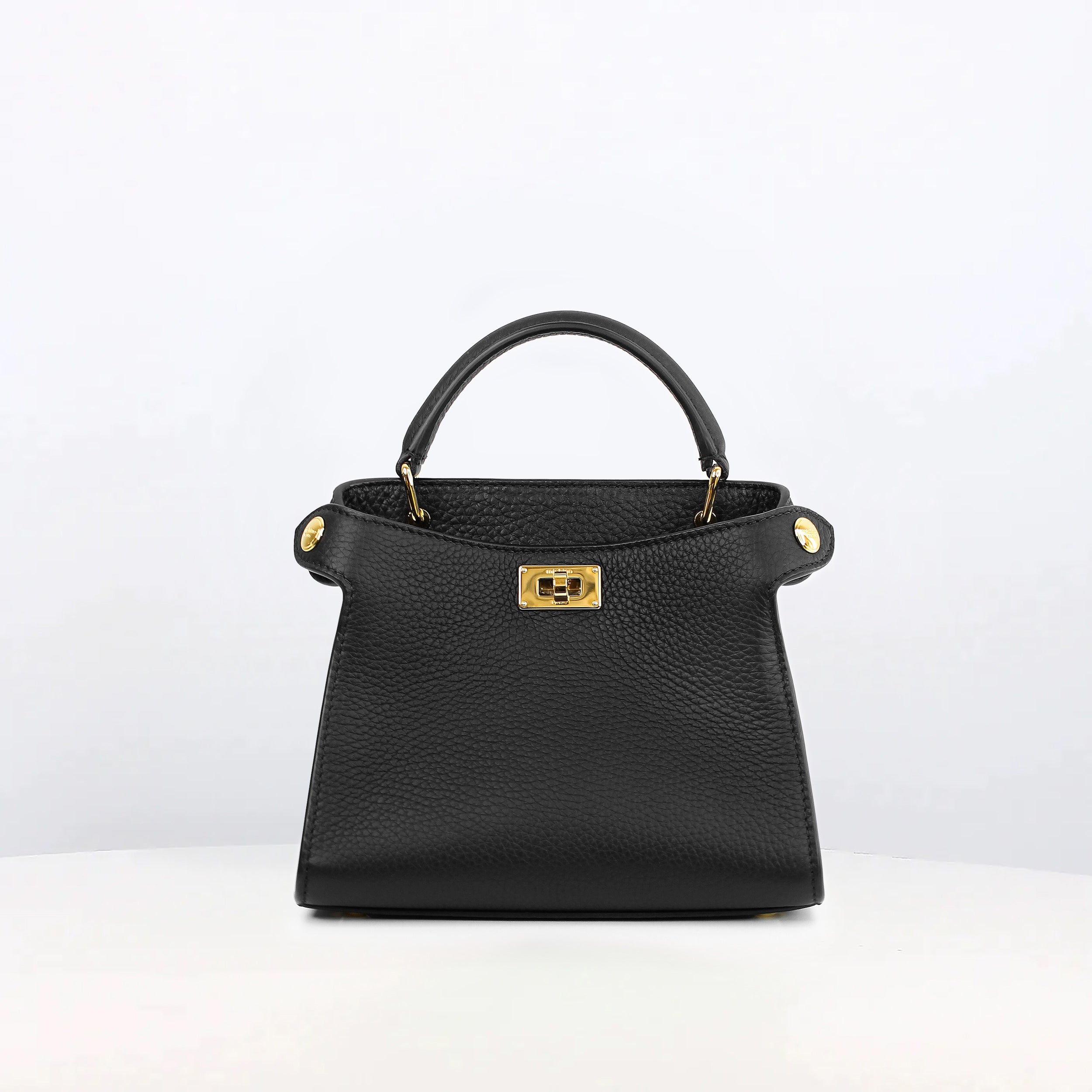 LEATHER HANDBAG LUTECE NANO BLACK GOLD HARWARE