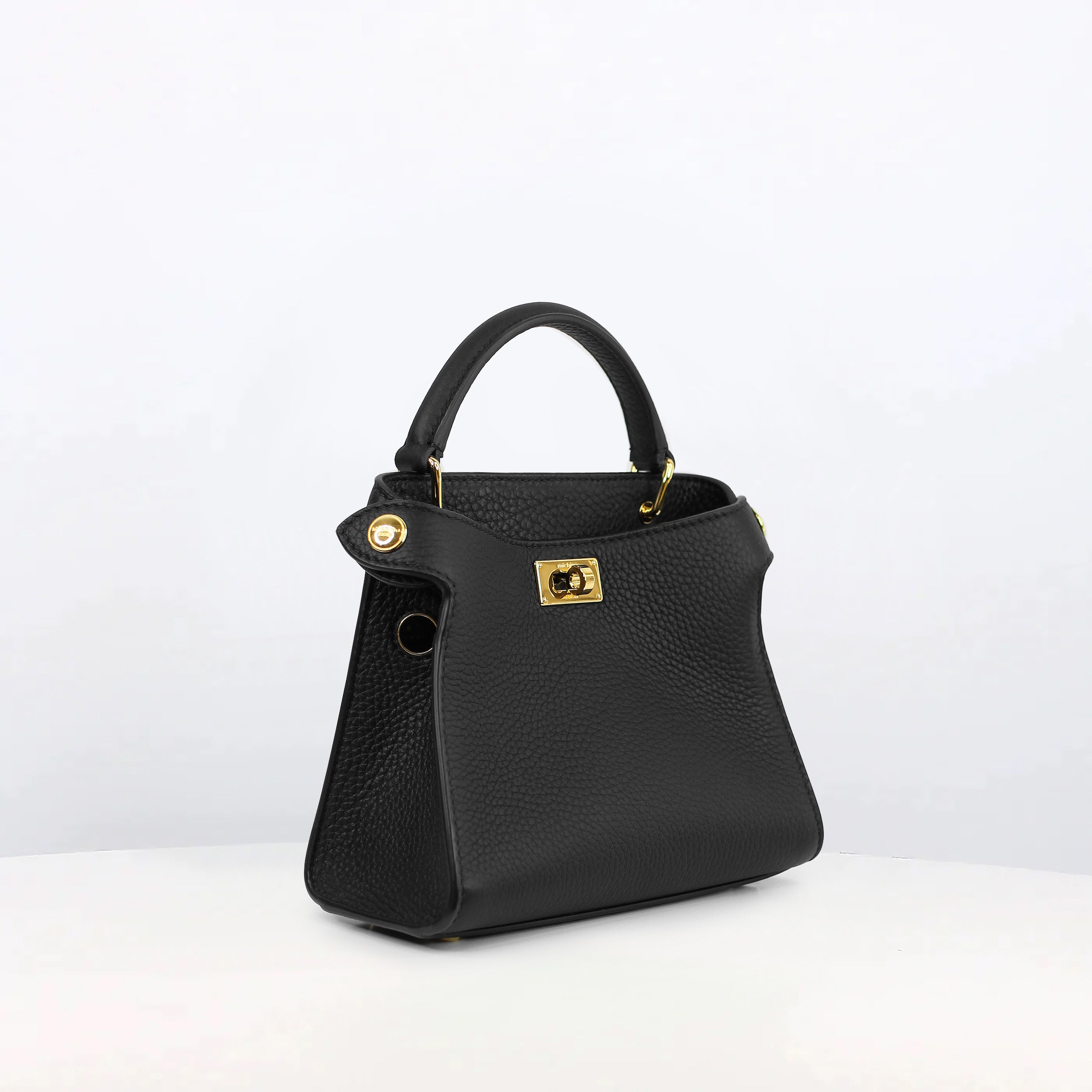 LEATHER HANDBAG LUTECE NANO BLACK GOLD HARWARE