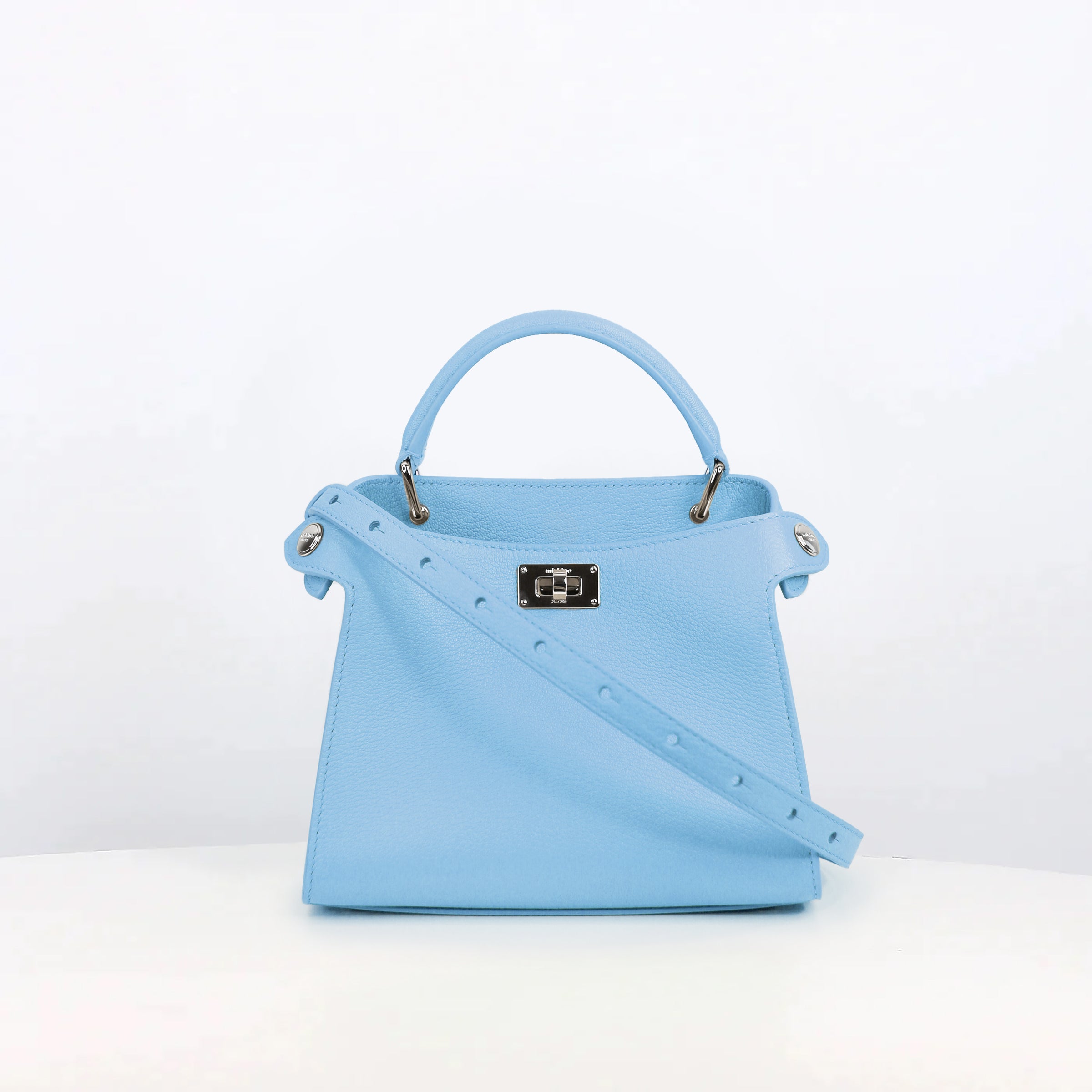 SAC À MAIN EN CUIR LUTÈCE NANO CIEL GOATSKIN