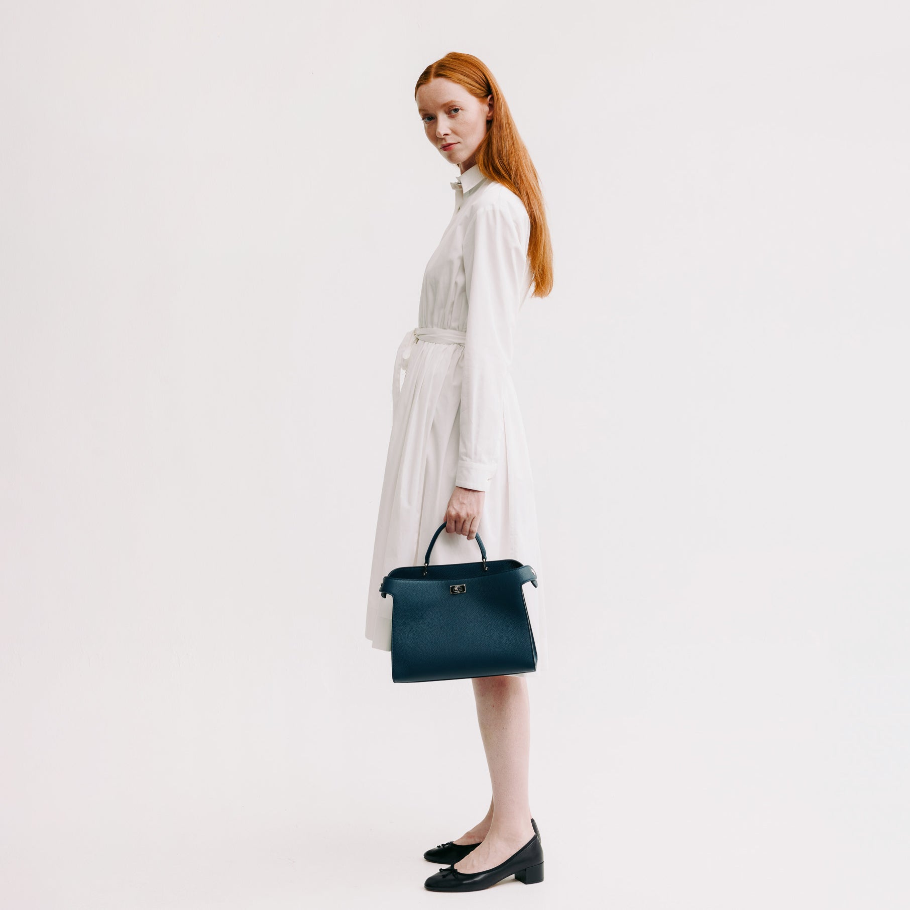 SAC À MAIN EN CUIR LUTECE PM BLEU MARINE