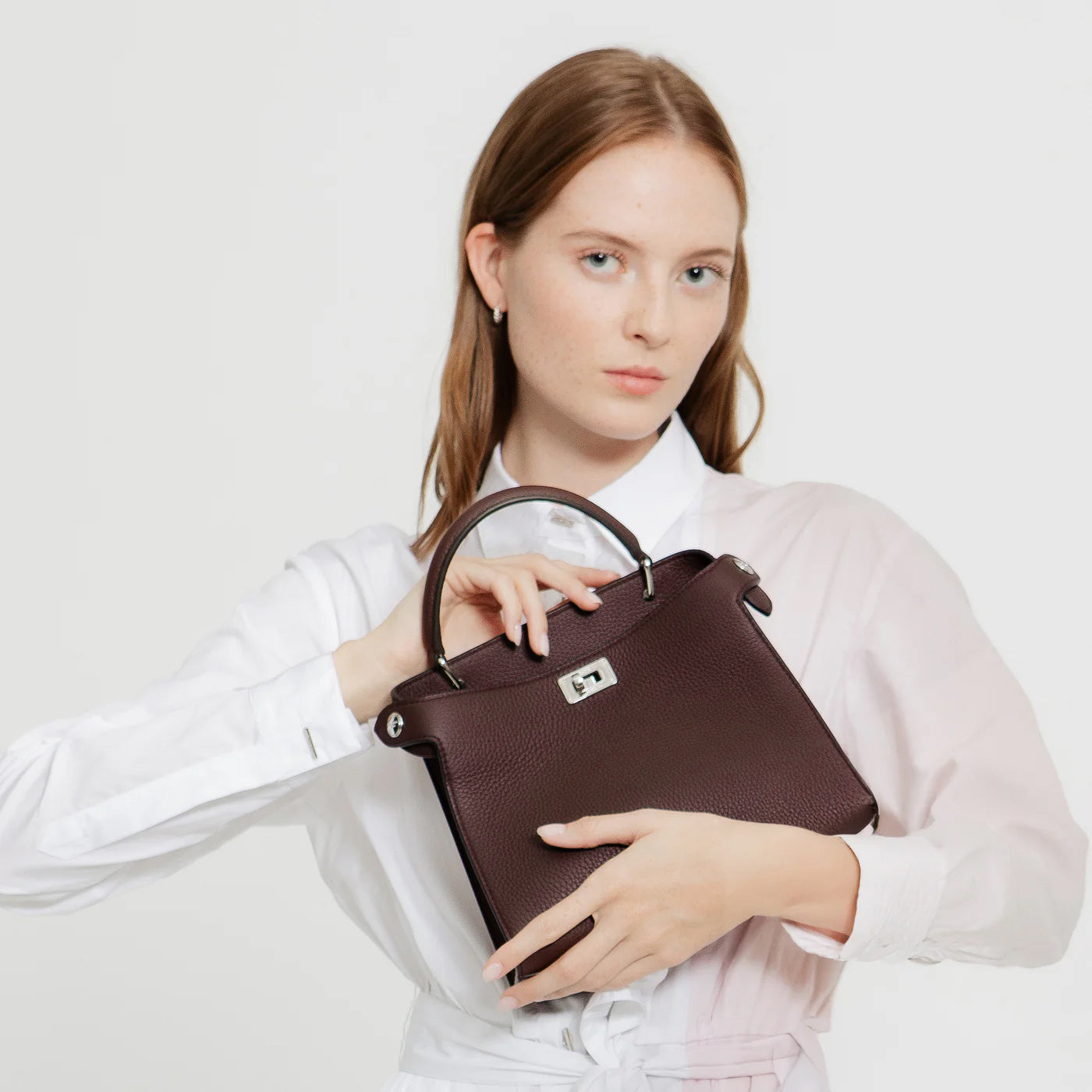 SAC A MAIN EN CUIR LUTECE MINI PRUNE
