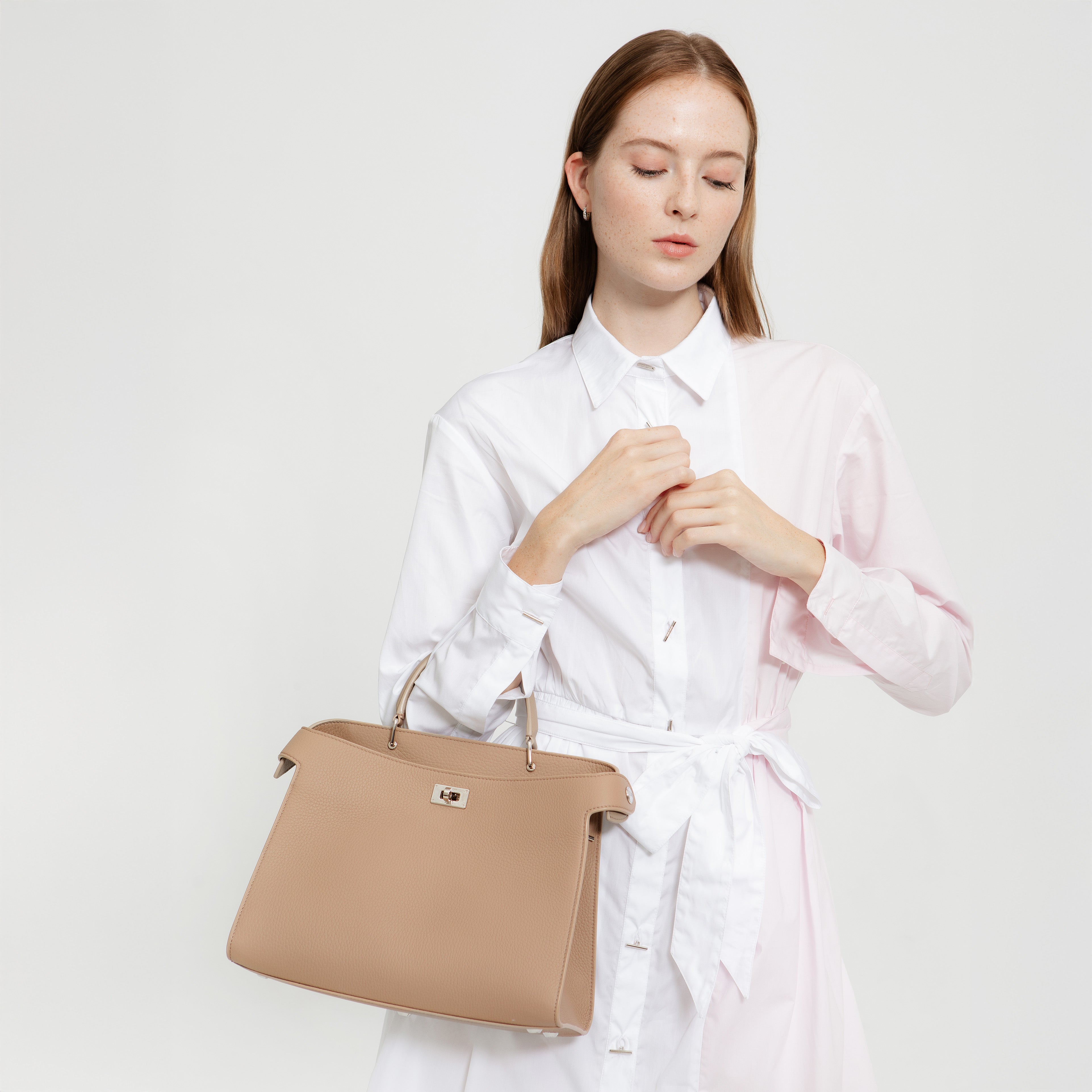 SAC À MAIN EN CUIR LUTECE PM TOURTERELLE