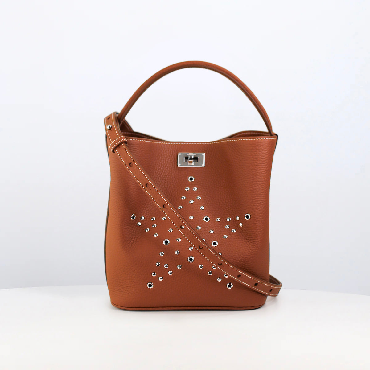 ODEON MINI GOLD LEDER-BUCKET-TASCHE HOPE