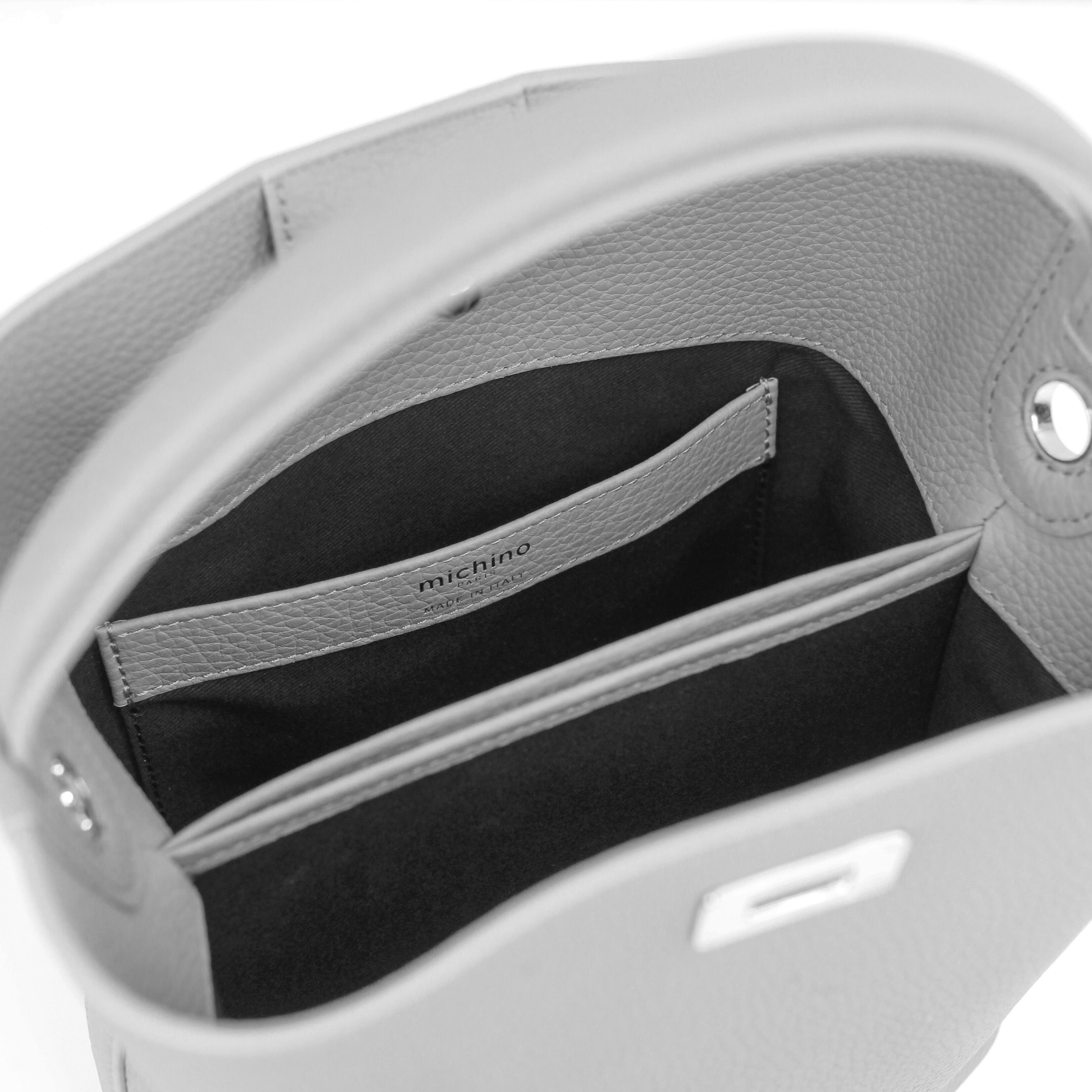 LEATHER BUCKET BAG ODEON MINI SMOKE