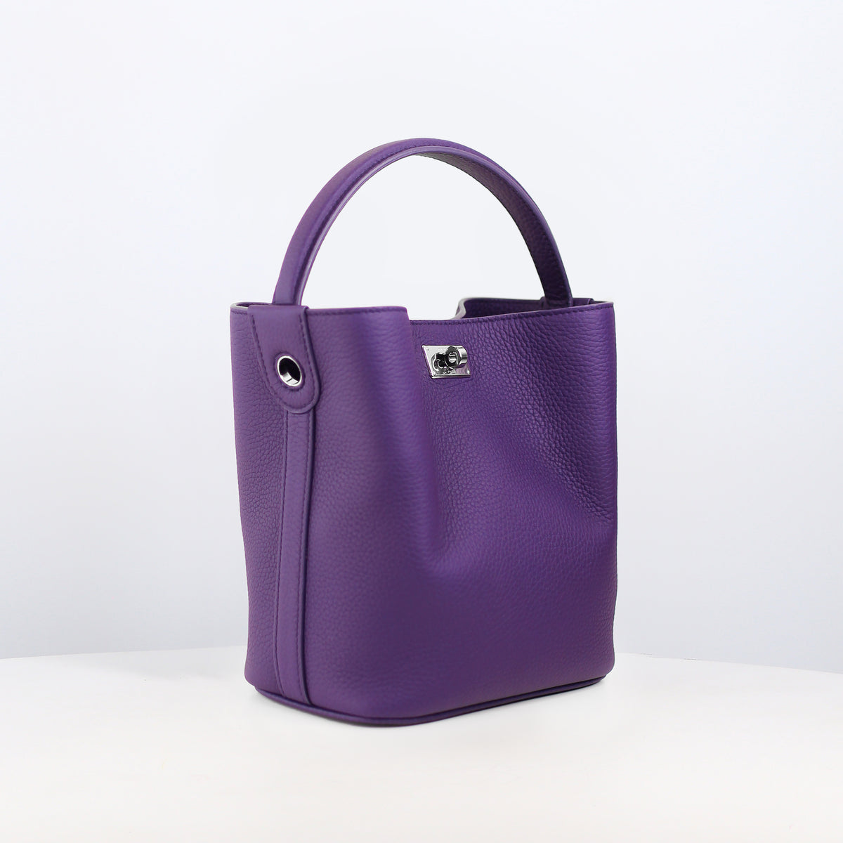 LEATHER BUCKET BAG ODEON MINI IRIS