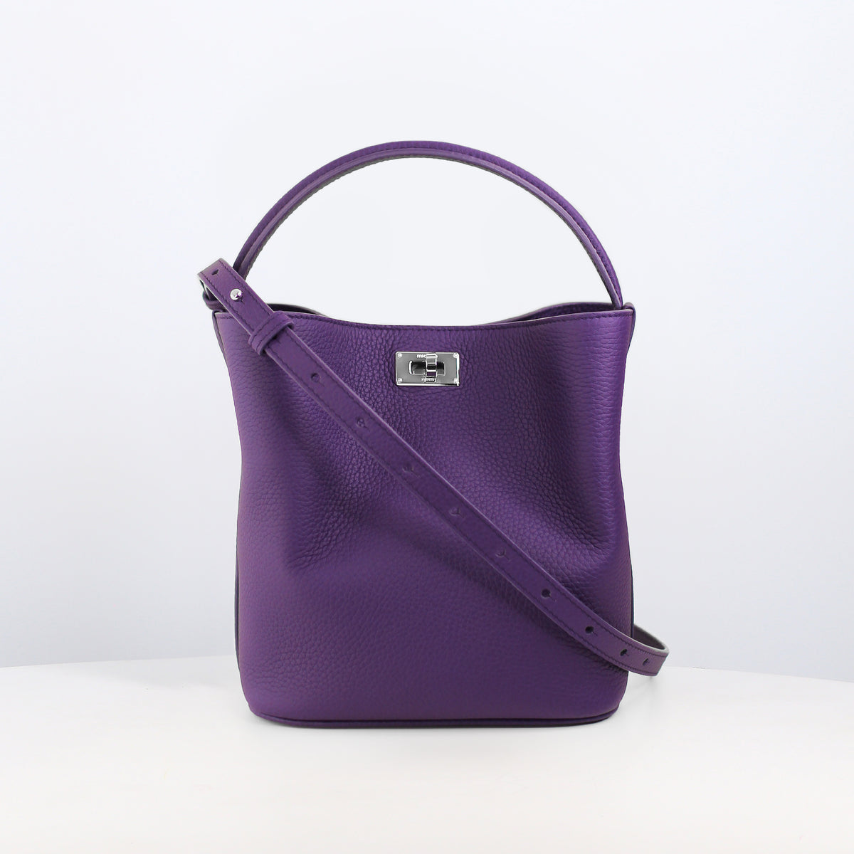 LEATHER BUCKET BAG ODEON MINI IRIS