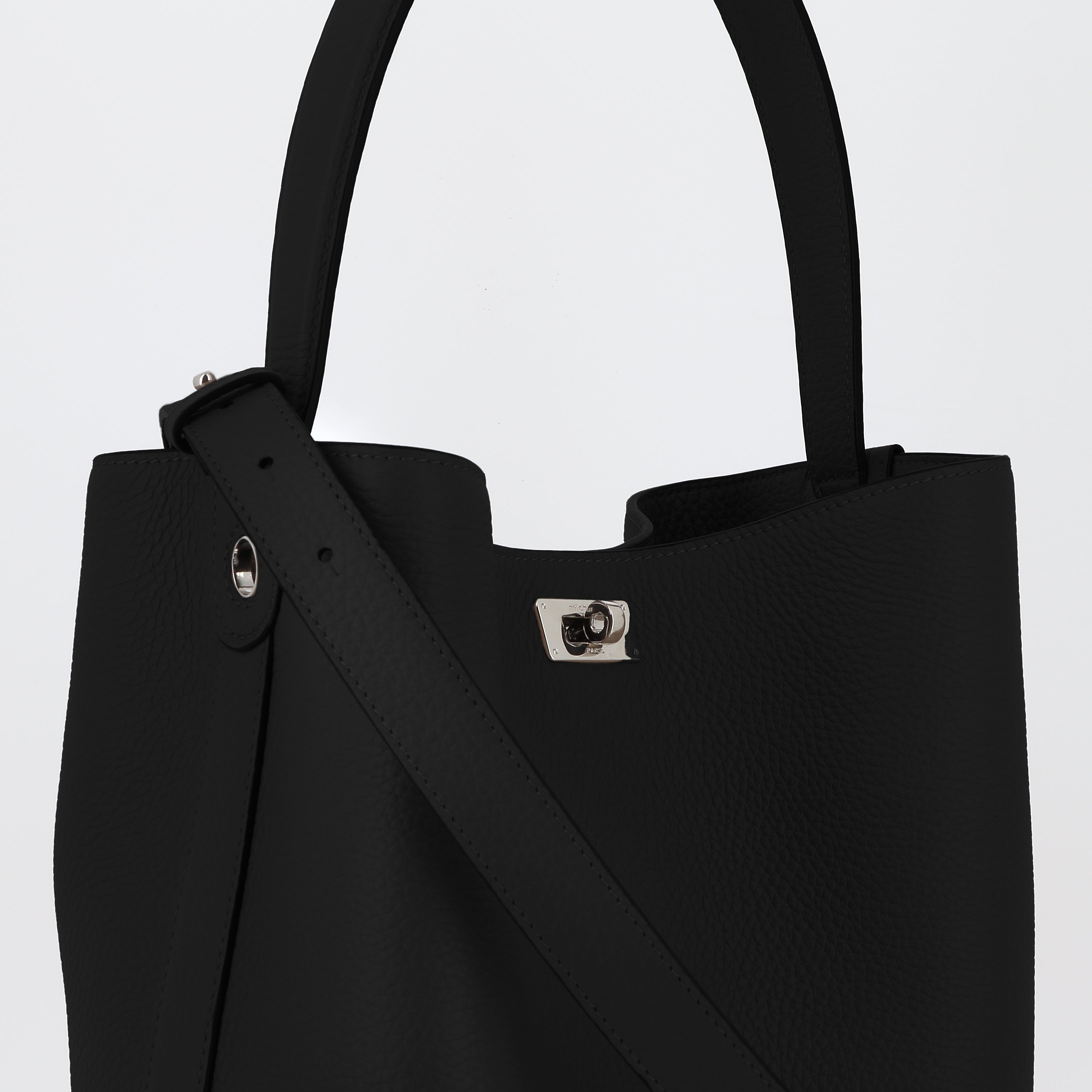 LEATHER BUCKET BAG ODEON PM BLACK