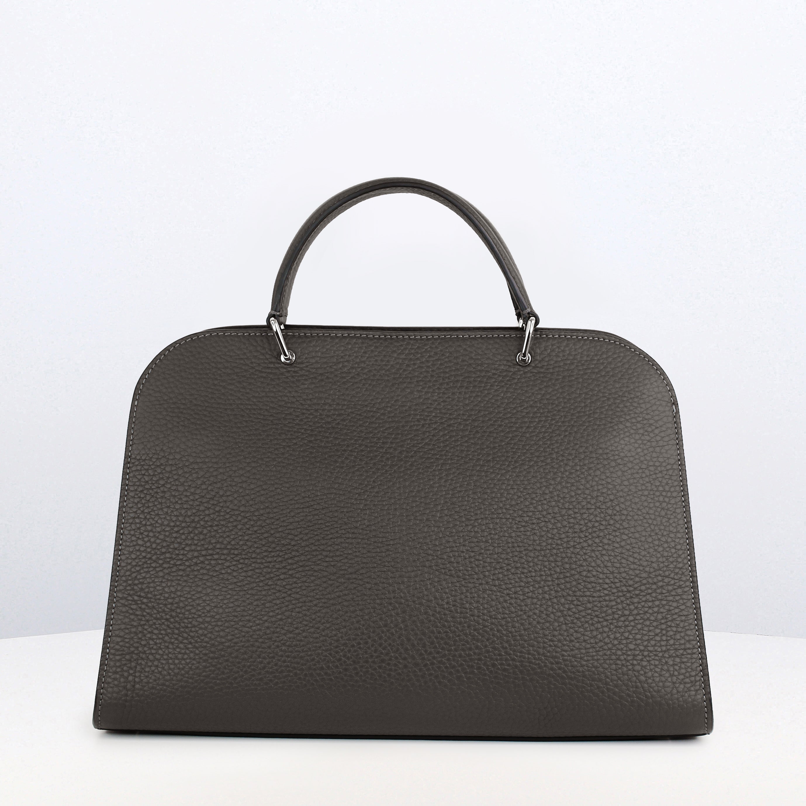 LEATHER HANDBAG OPERA PM CHARCOAL GREY